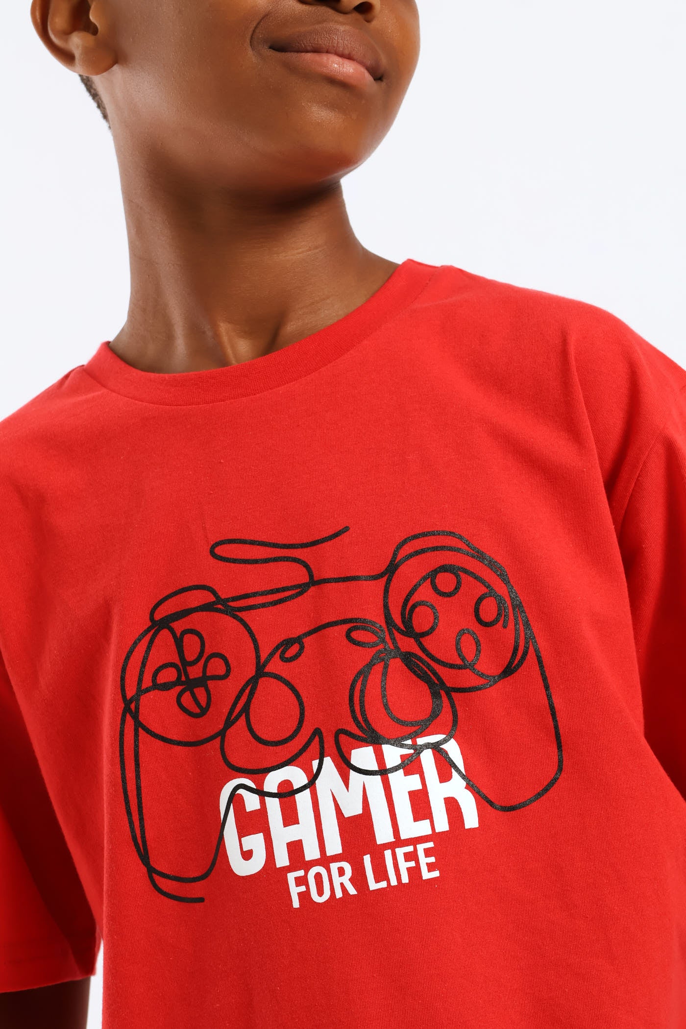 Boys Gamer For Life Print T-Shirt - Red - Image 4