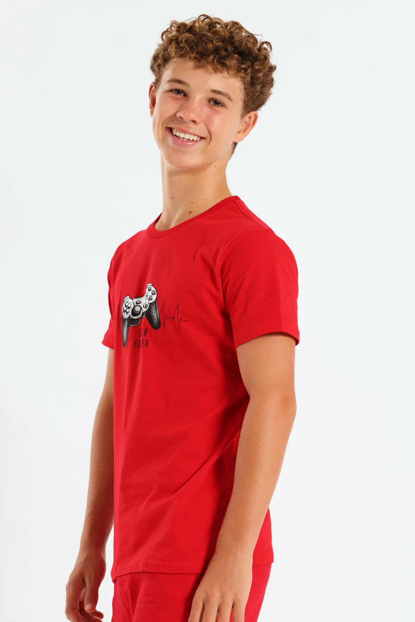 Boys Gamer Heartbeat Print Tee - Red - Image 2