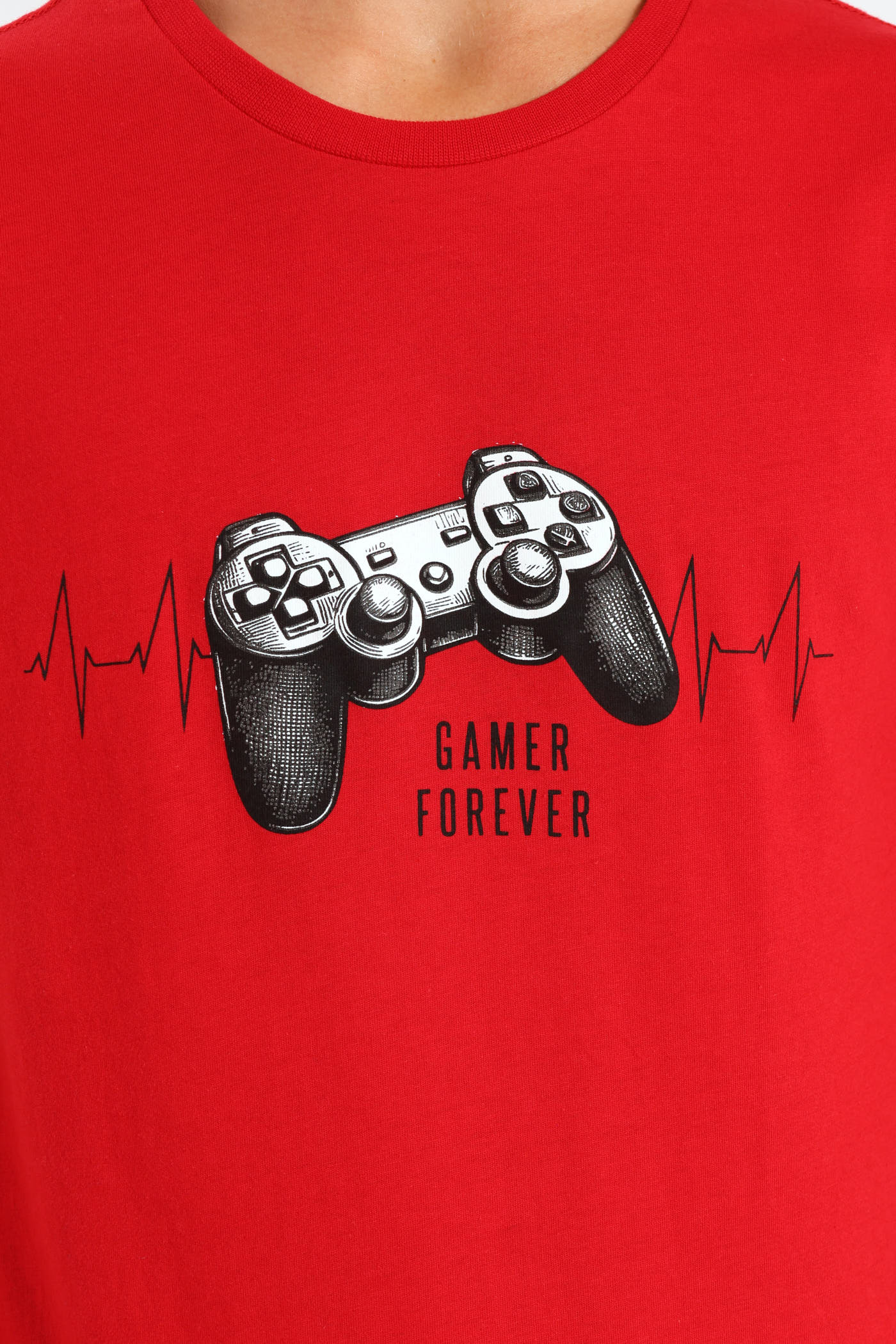 Boys Gamer Heartbeat Print Tee - Red - Image 4