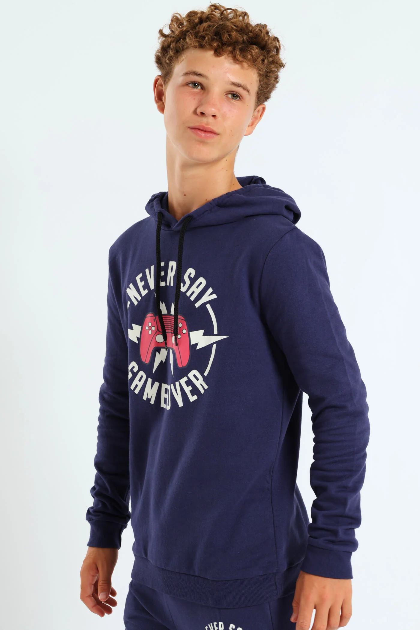 Boys Gamer Print Fleece Hoody - Navy - Image 3