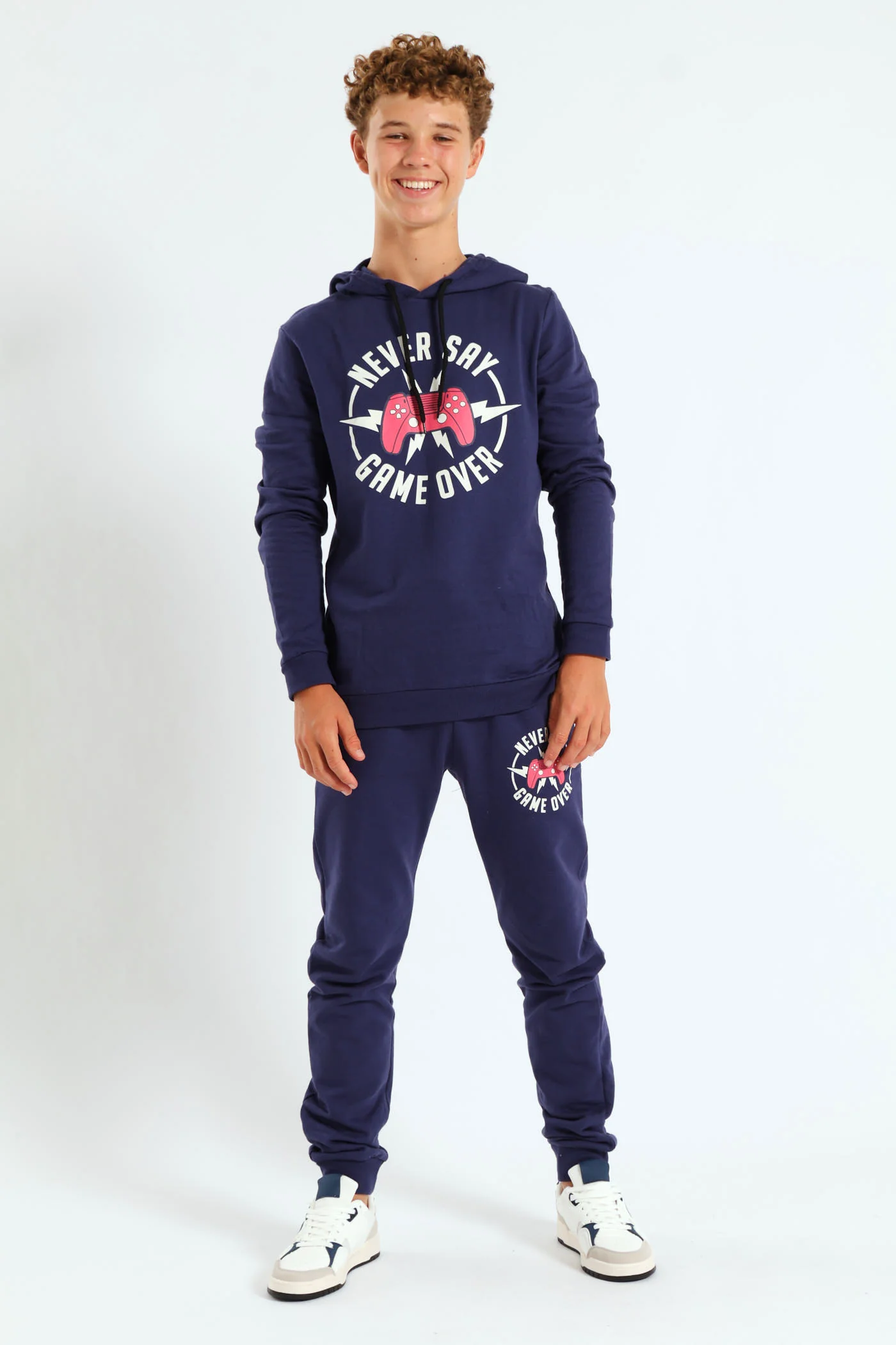 Boys Gamer Print Fleece Jogger - Navy - Image 2