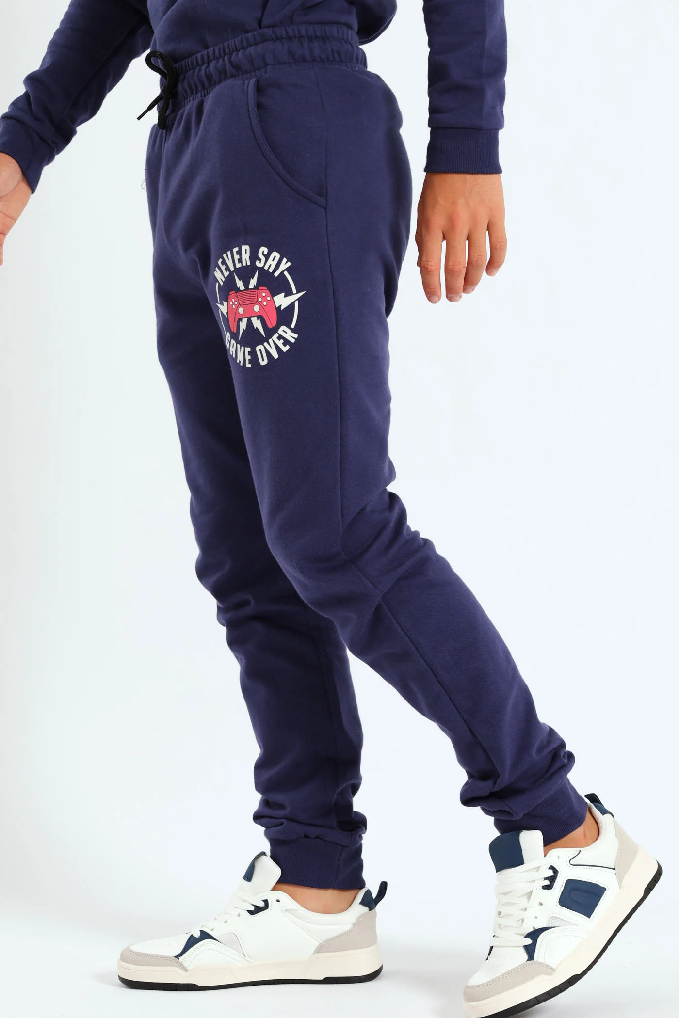 Boys Gamer Print Fleece Jogger - Navy - Image 3