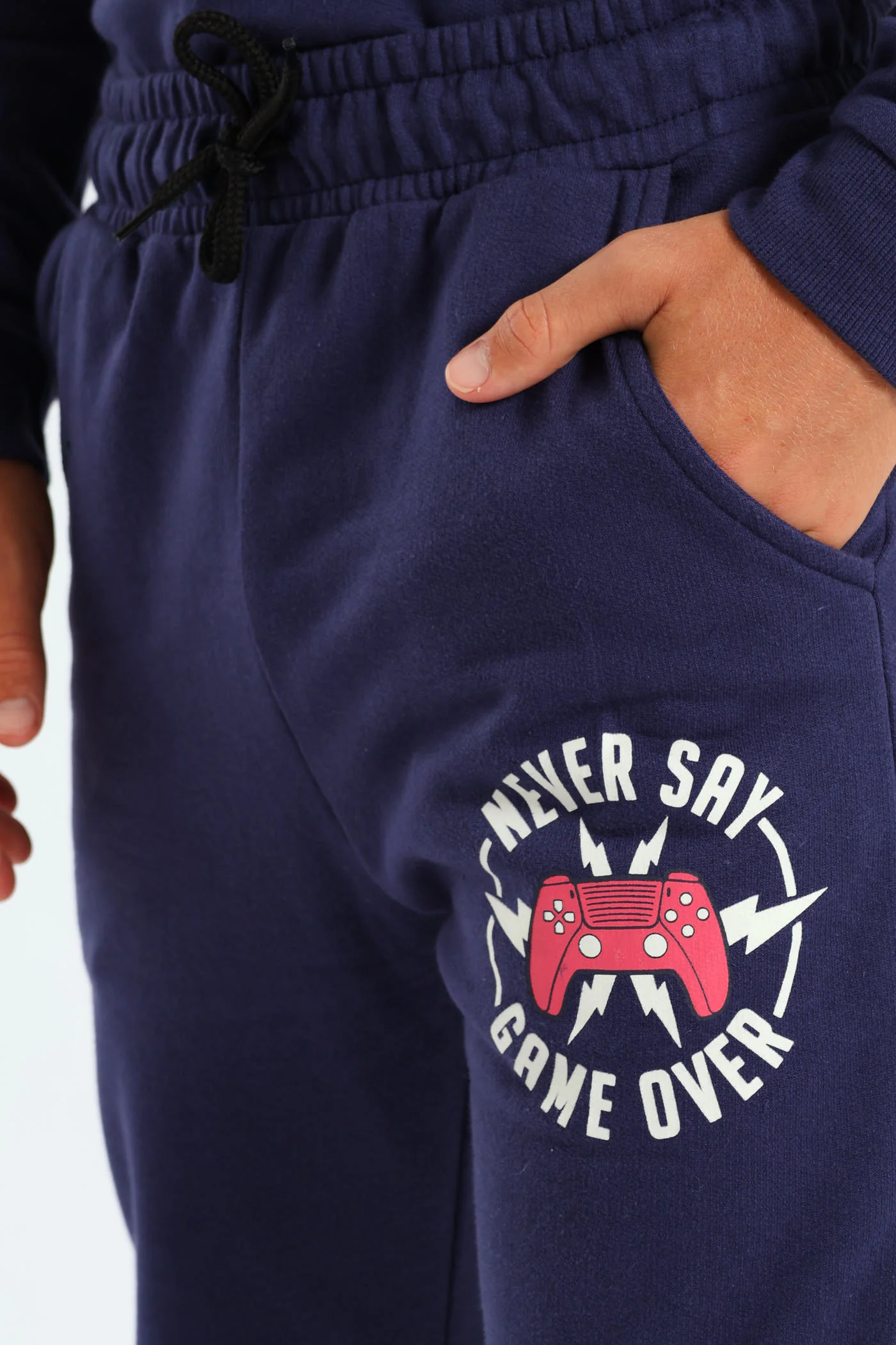 Boys Gamer Print Fleece Jogger - Navy - Image 5