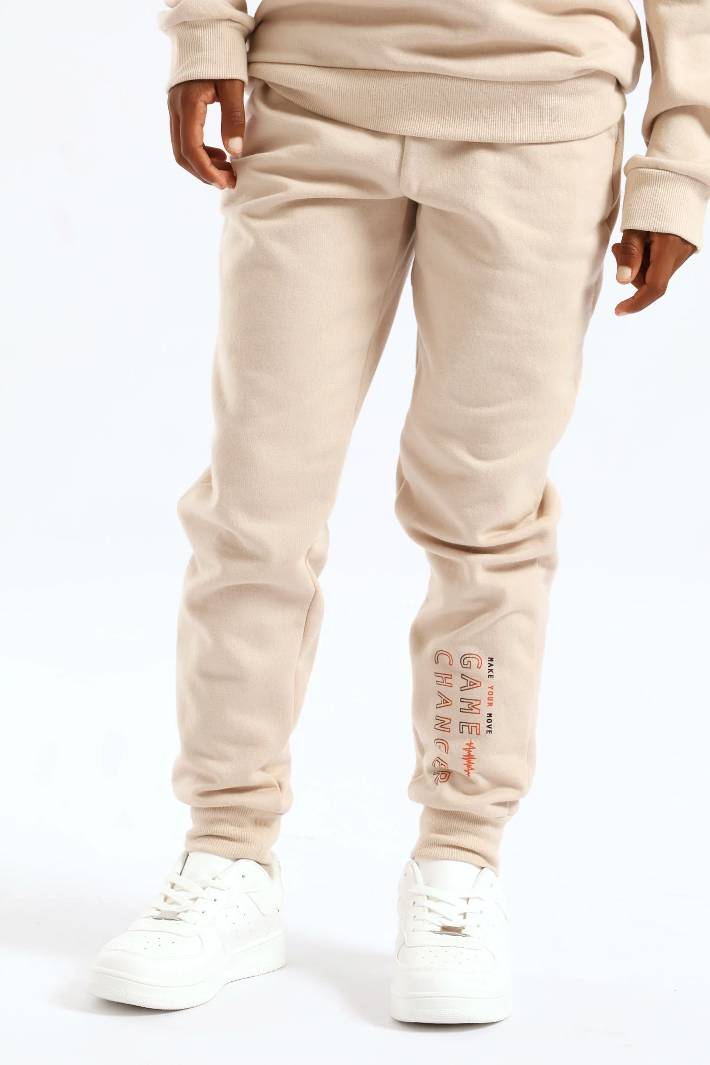 Boys Gamer Print Fleece Jogger - Stone - Image 3
