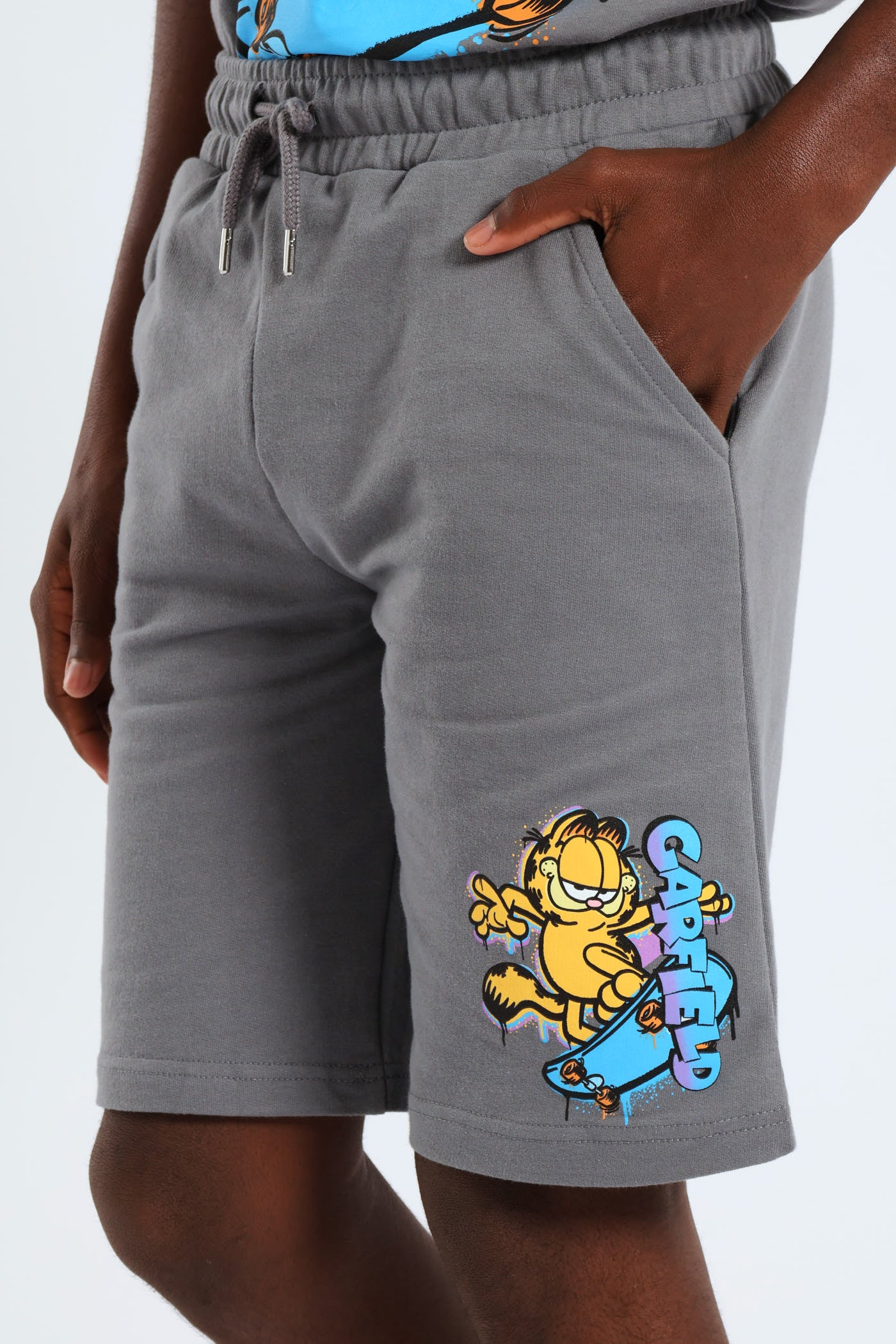 Boys Garfield Print Short - Charcoal - Image 2