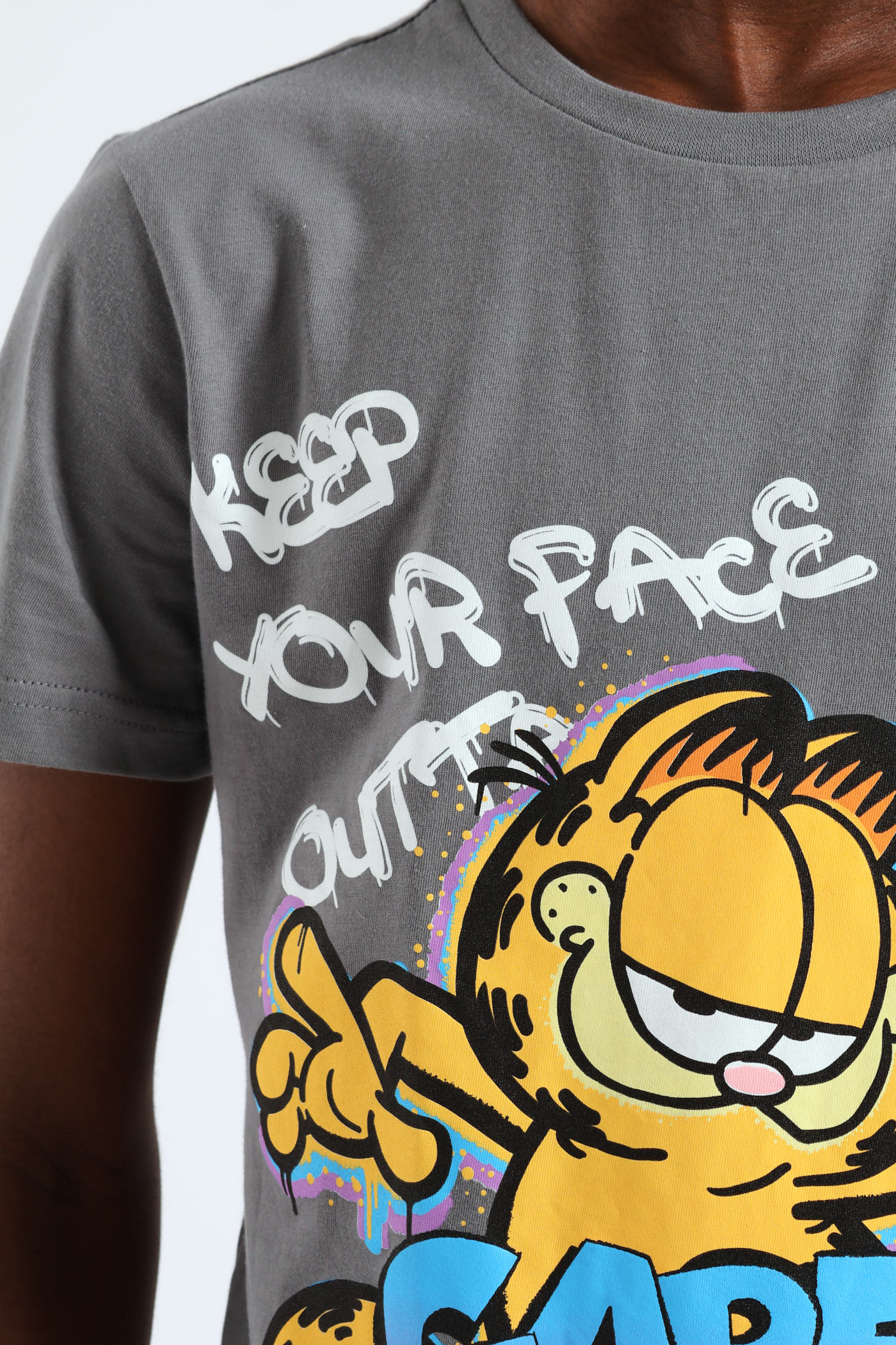 Boys Garfield Print T-Shirt - Charcoal - Image 2