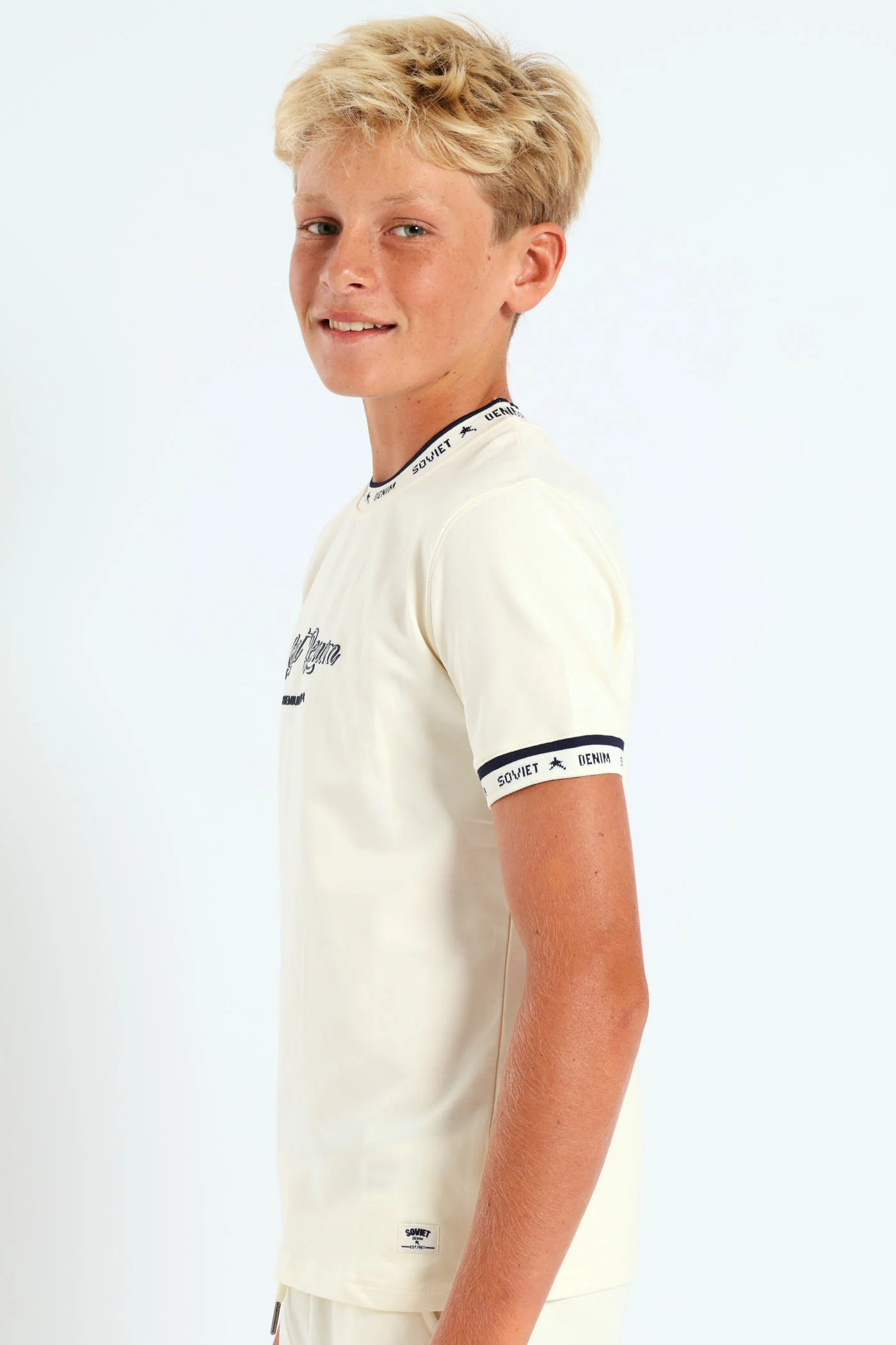 Boys Glide Crew Neck Tee - Cream - Image 2
