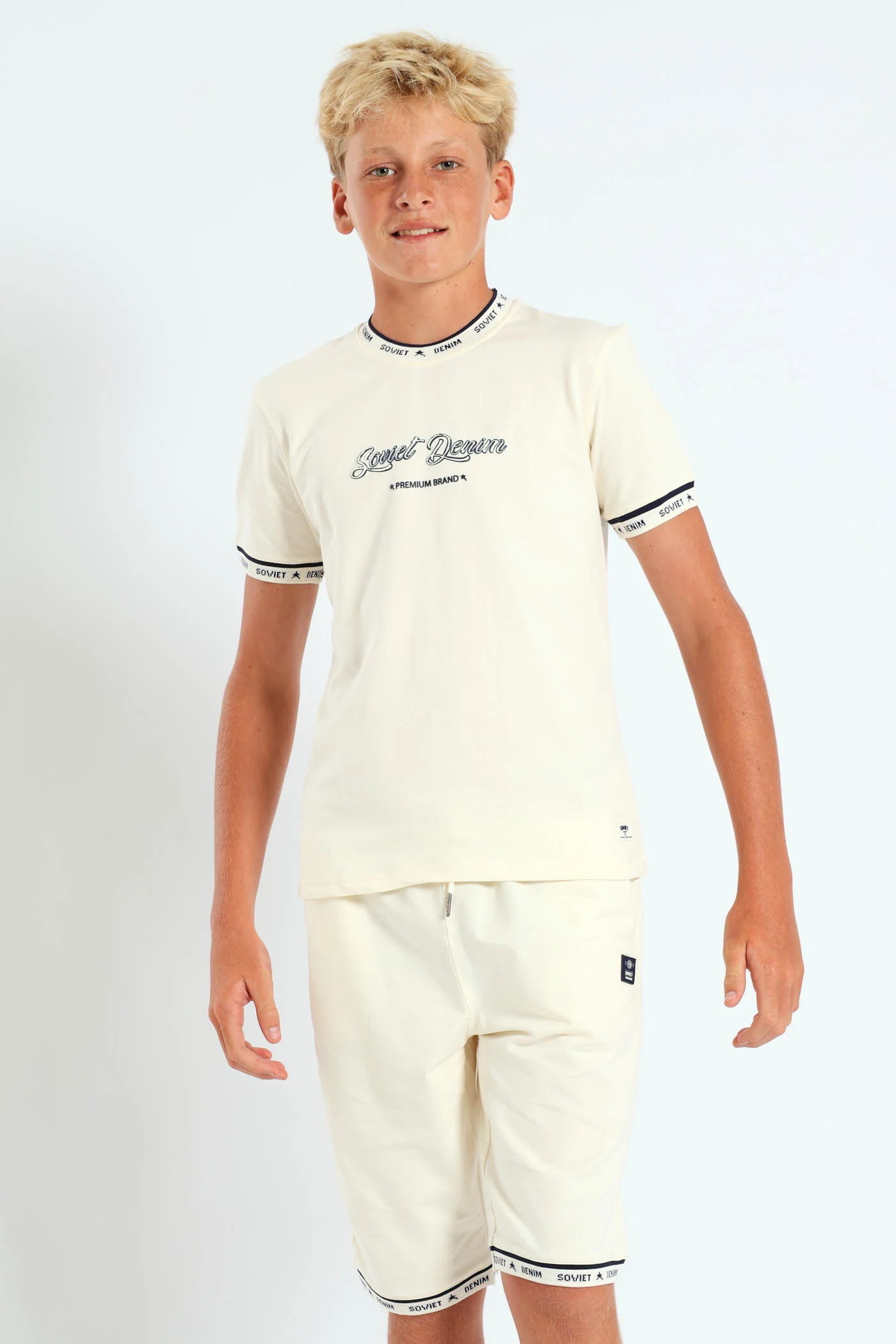 Boys Glide Crew Neck Tee - Cream - Image 5