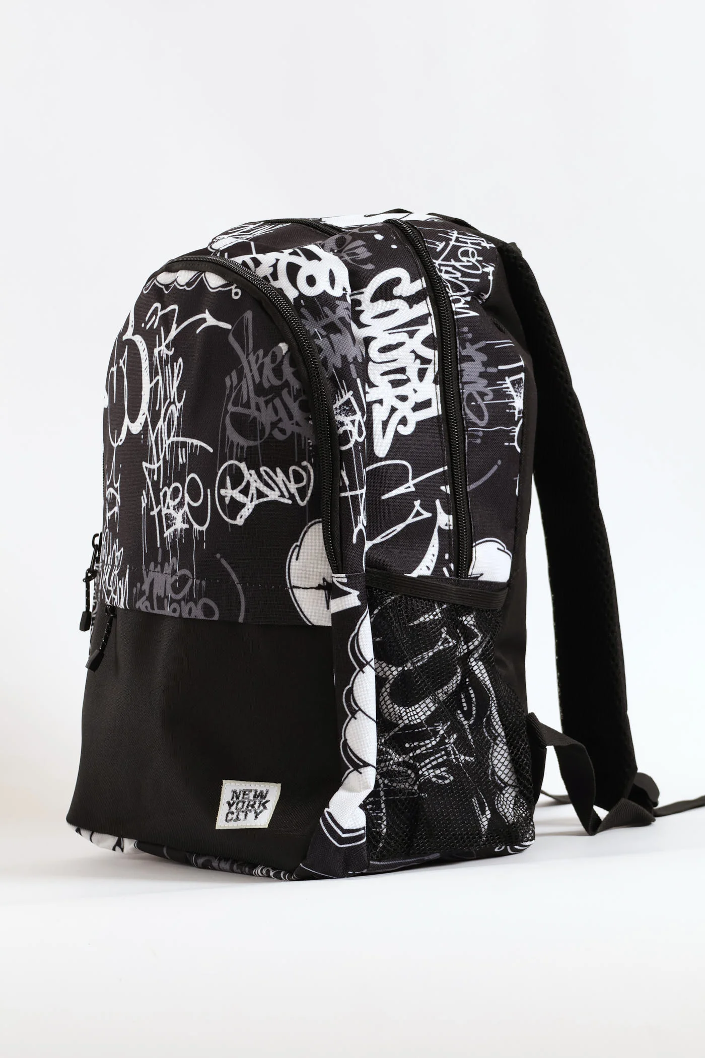 Boys Graffiti Backpack - Black/White - Image 3