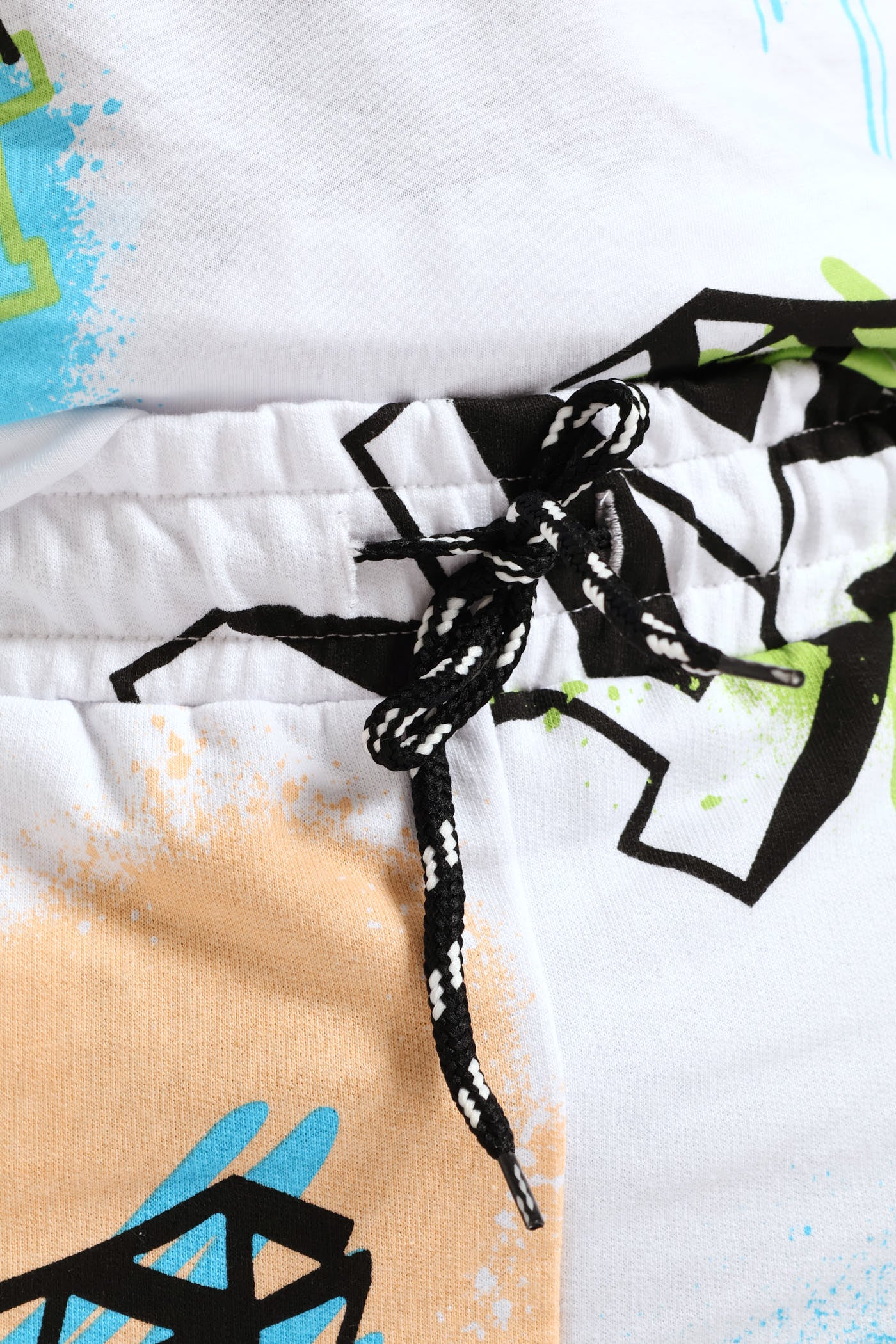 Boys Graffiti Print Fleece Short - White - Image 3