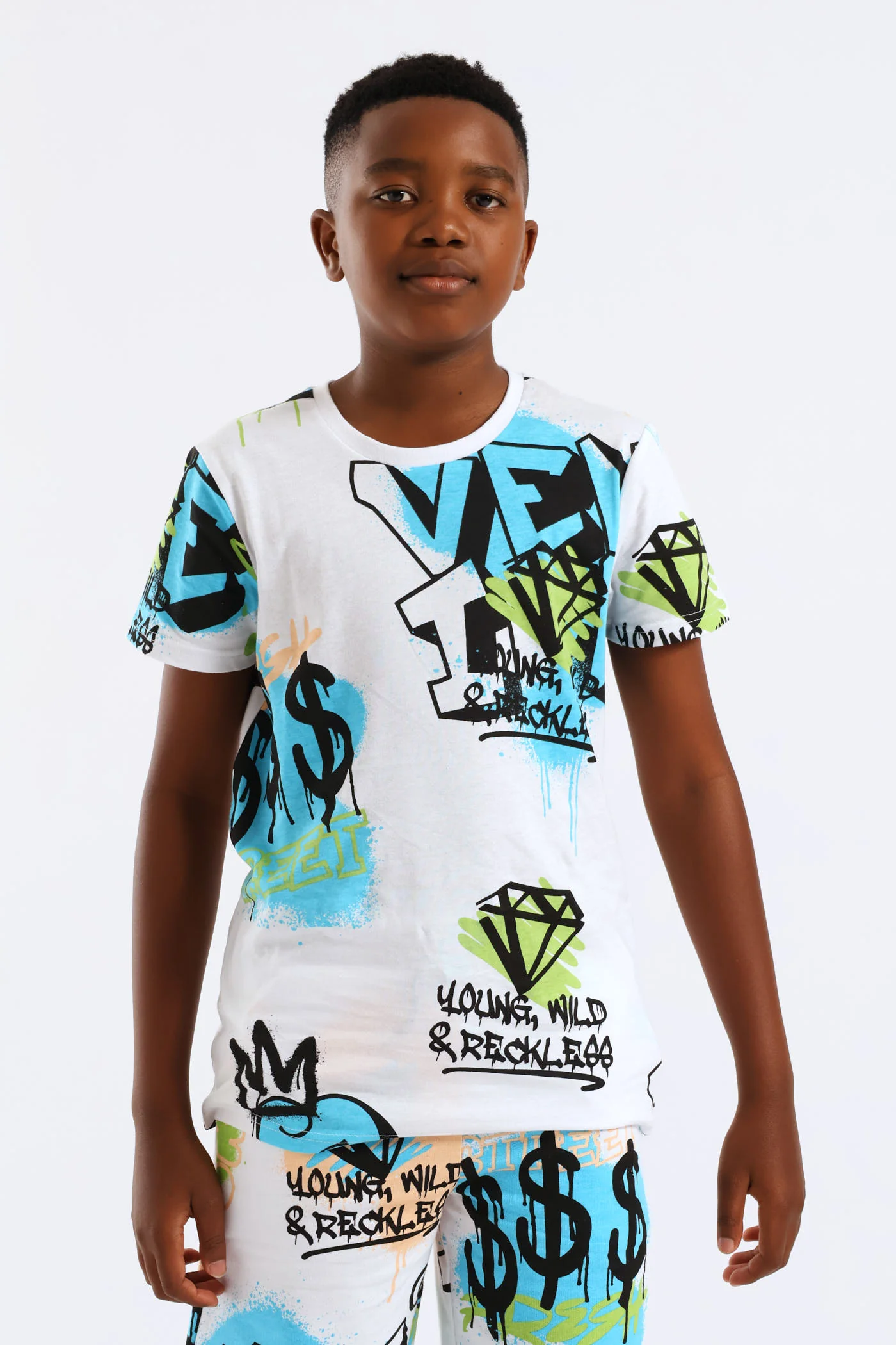 Boys Graffiti Print T-Shirt - White - Image 2