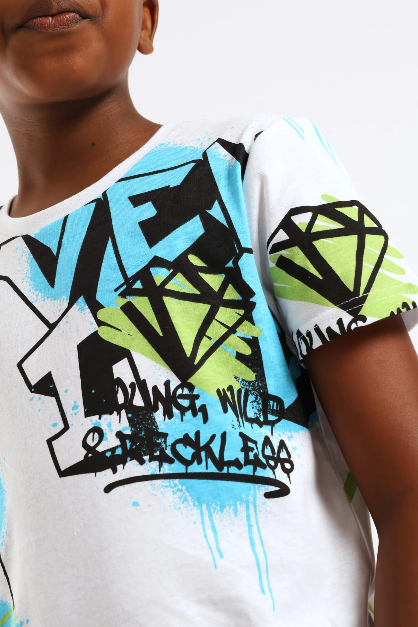 Boys Graffiti Print T-Shirt - White - Image 3