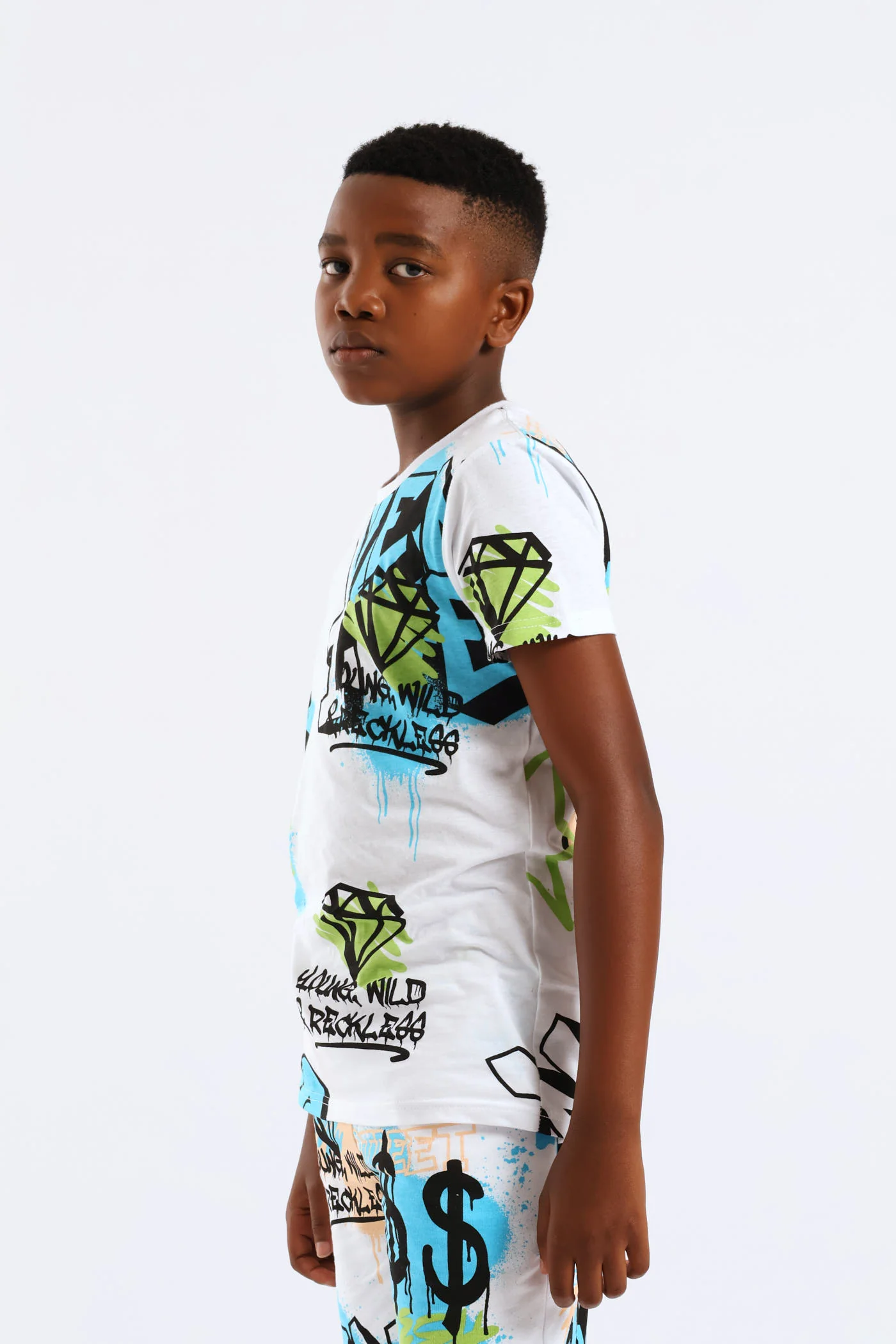 Boys Graffiti Print T-Shirt - White - Image 4