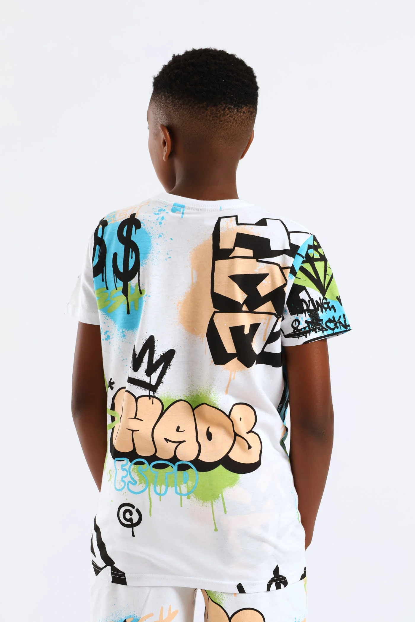 Boys Graffiti Print T-Shirt - White - Image 5