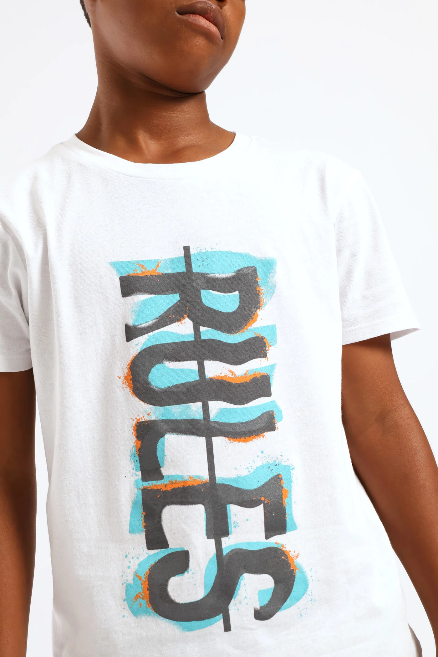 Boys Graffiti Rules Print T-Shirt - White - Image 2
