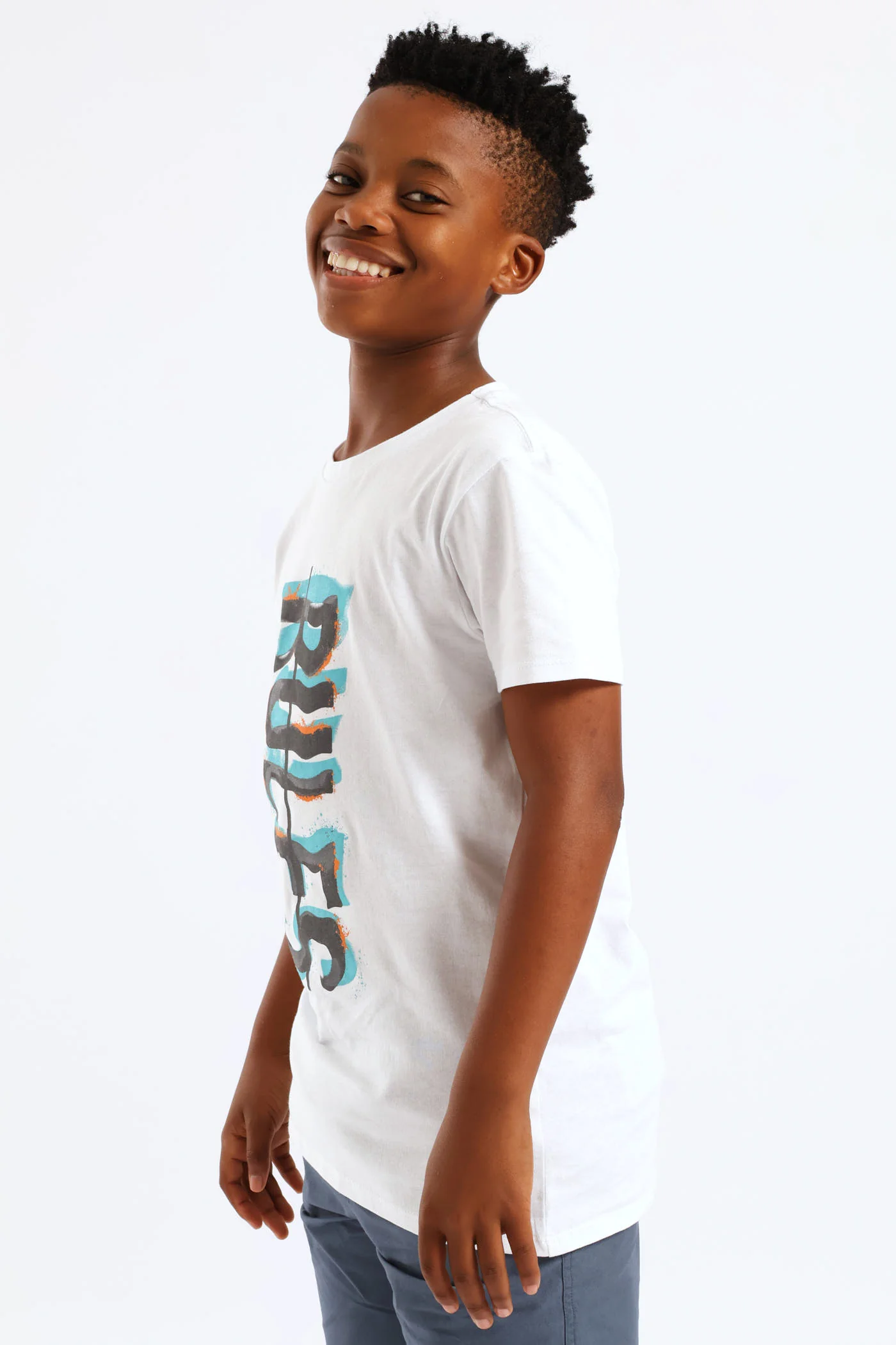 Boys Graffiti Rules Print T-Shirt - White - Image 3