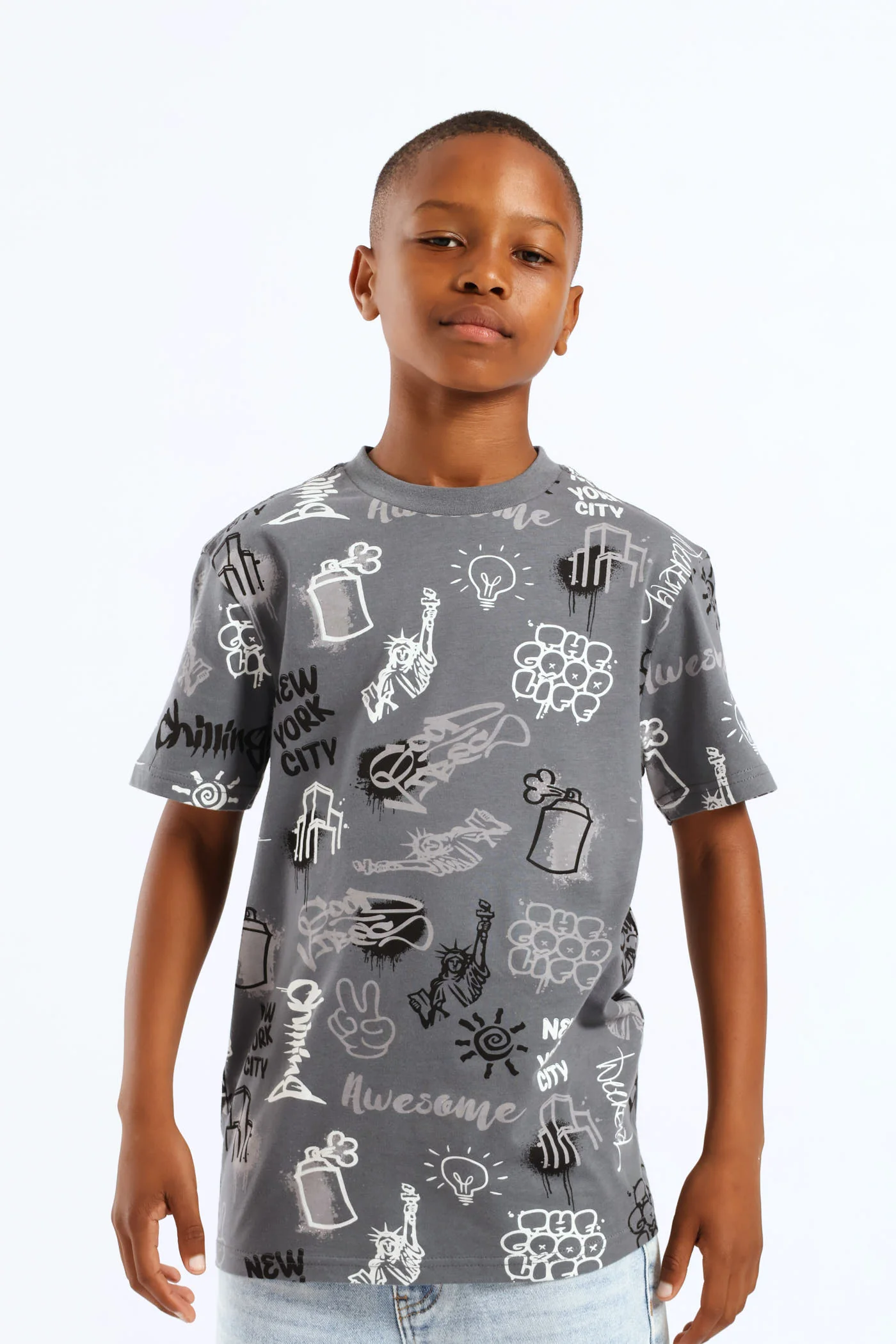 Boys Graffiti T-Shirt - Charcoal - Image 2