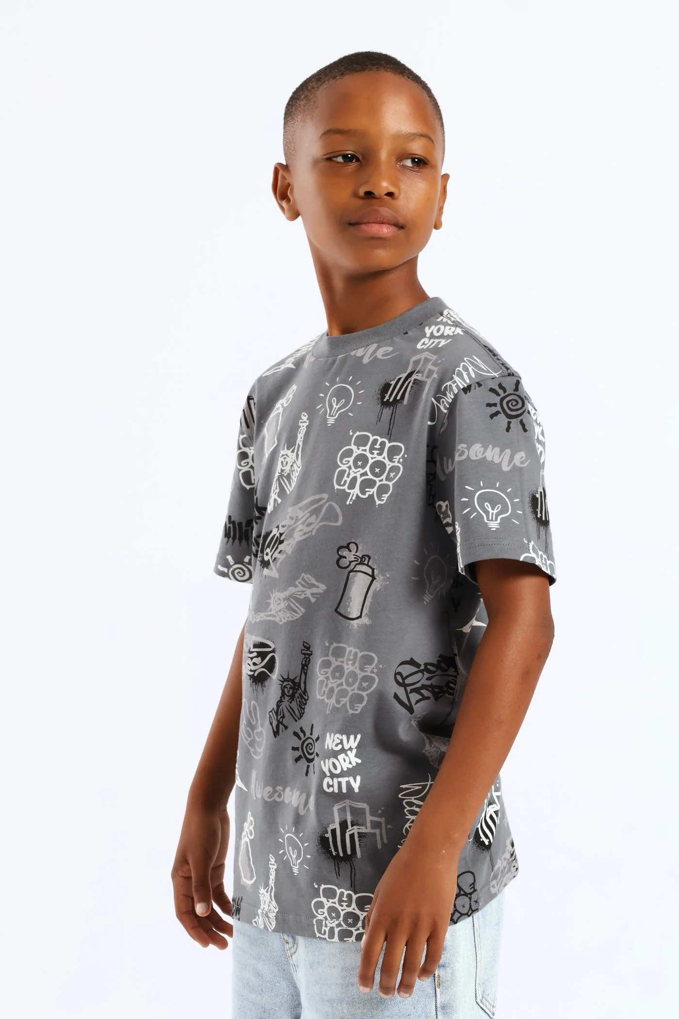 Boys Graffiti T-Shirt - Charcoal - Image 3