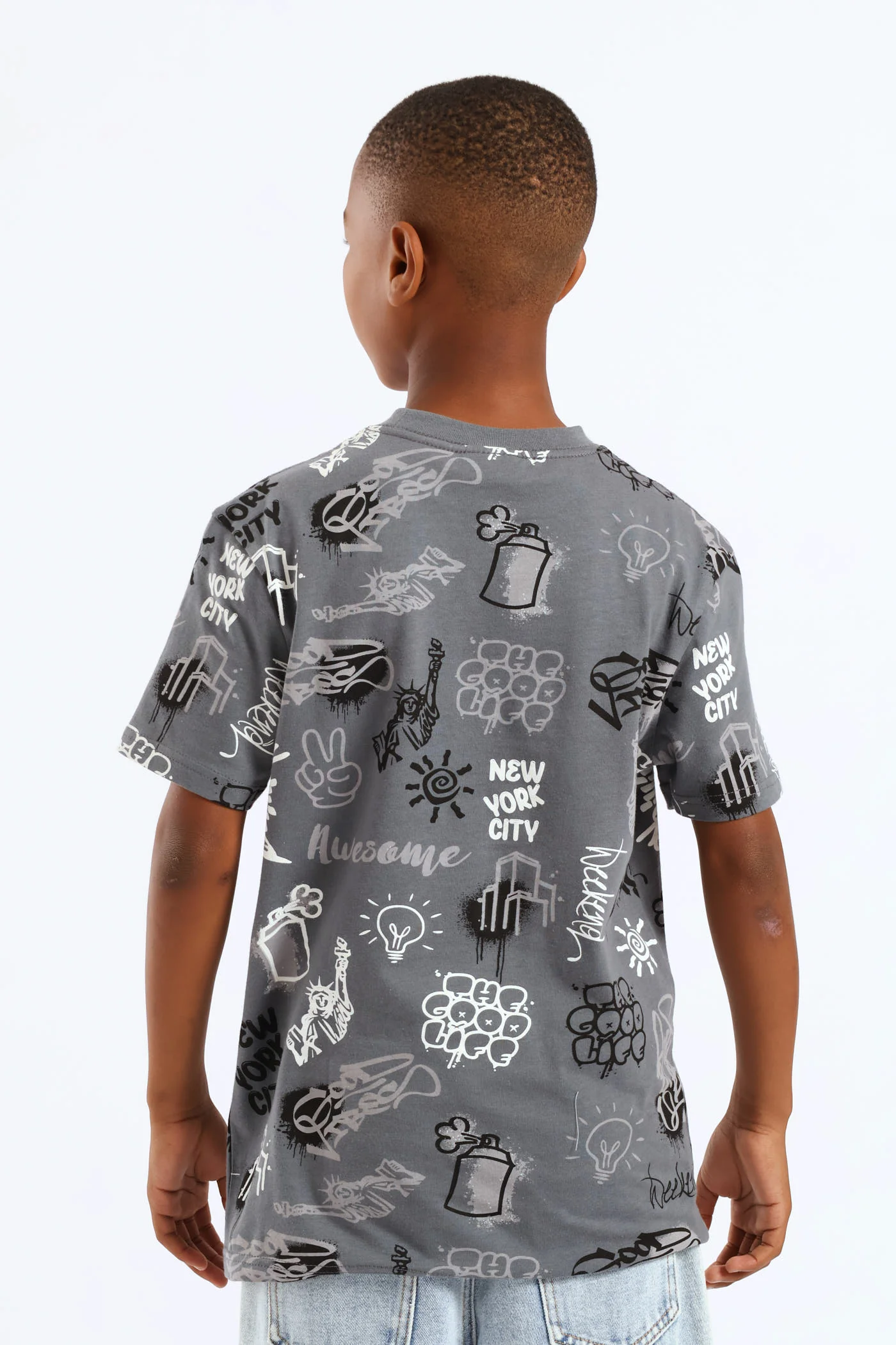 Boys Graffiti T-Shirt - Charcoal - Image 4