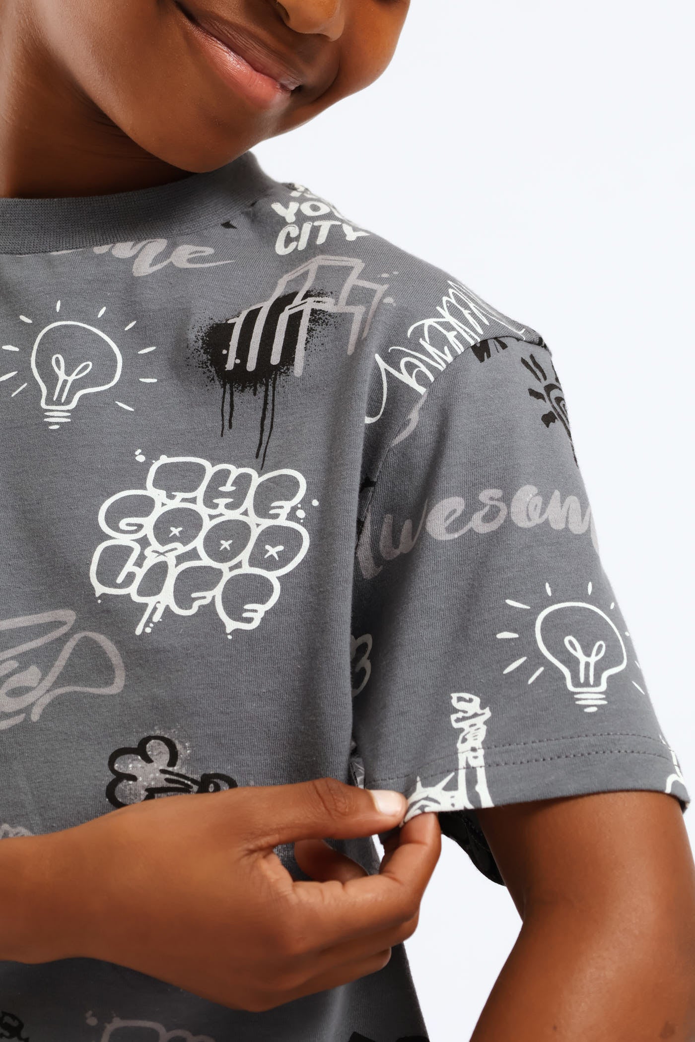 Boys Graffiti T-Shirt - Charcoal - Image 5