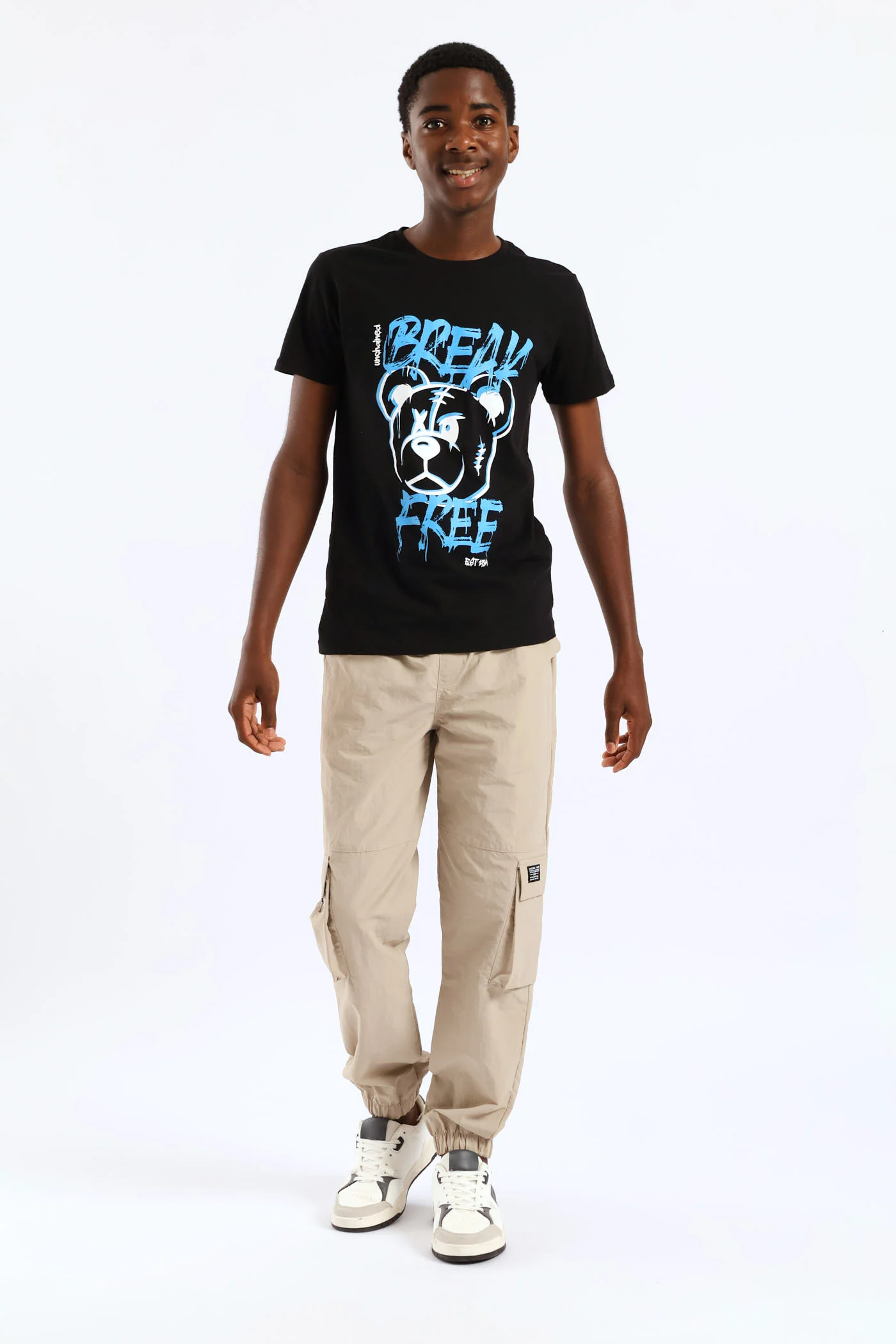 Boys Graffiti Teddy Print Tee - Black - Image 5