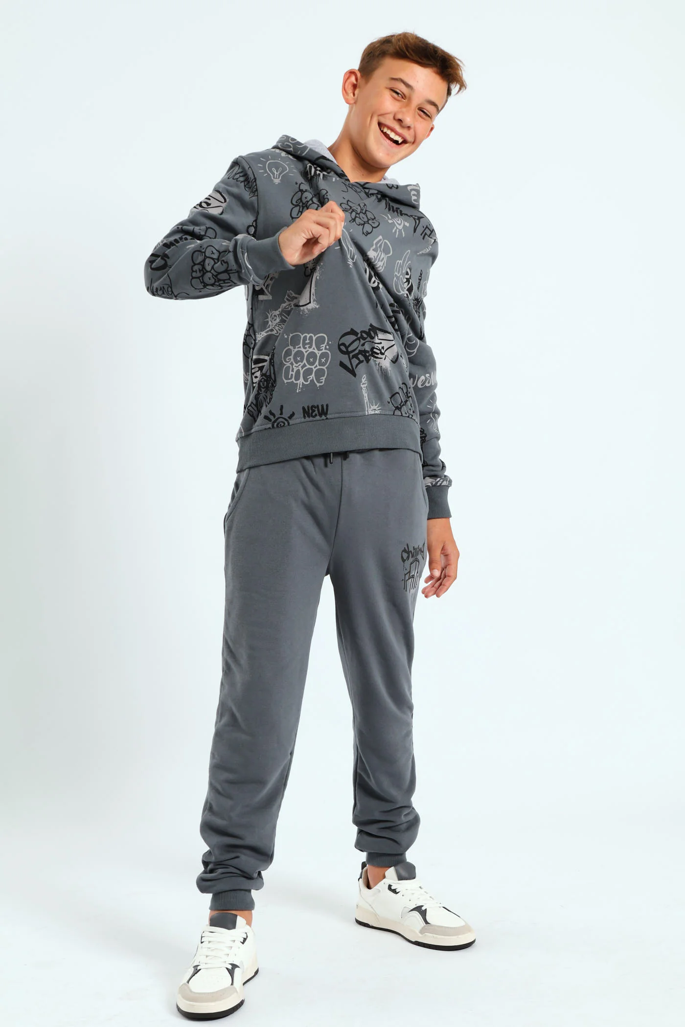Boys Graffiti Print Jogger - Charcoal - Image 2