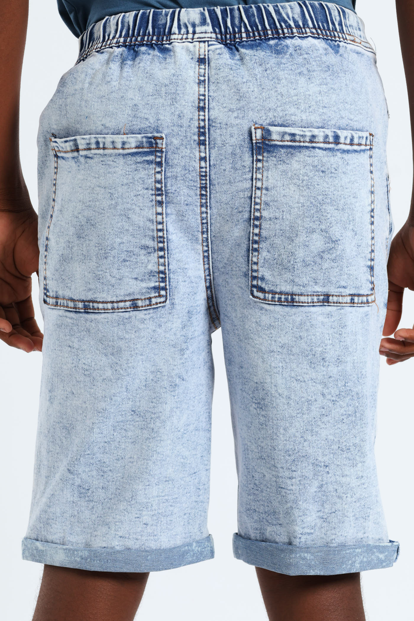 Boys Grafitti Pull On Short - Light Acid Wash - Image 4