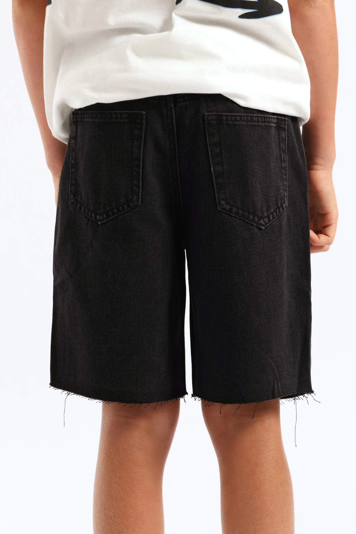Boys Graffiti Rip Repair Denim Short - Black - Image 5