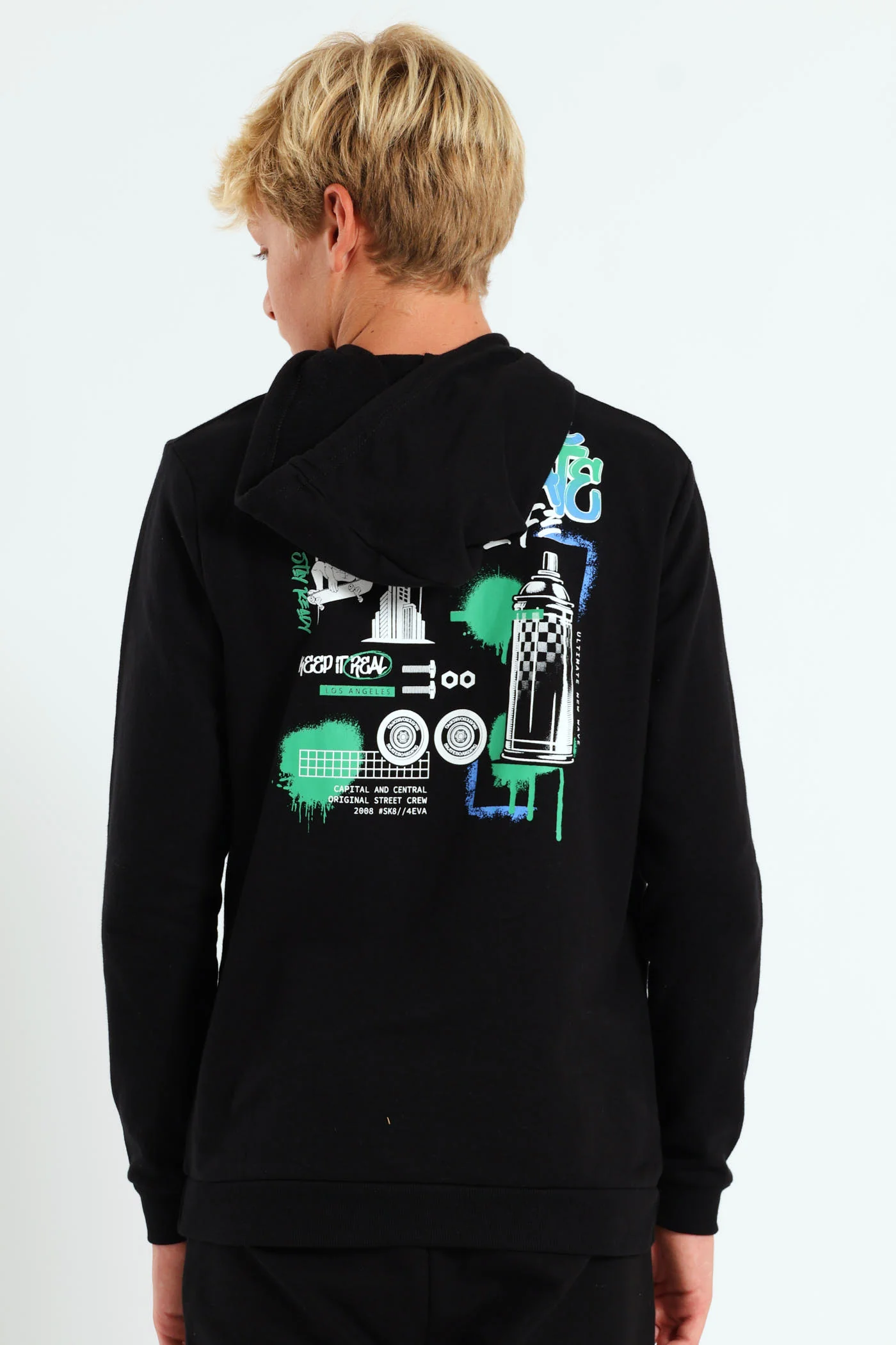 Boys Graffiti Skate Hoody - Black - Image 2
