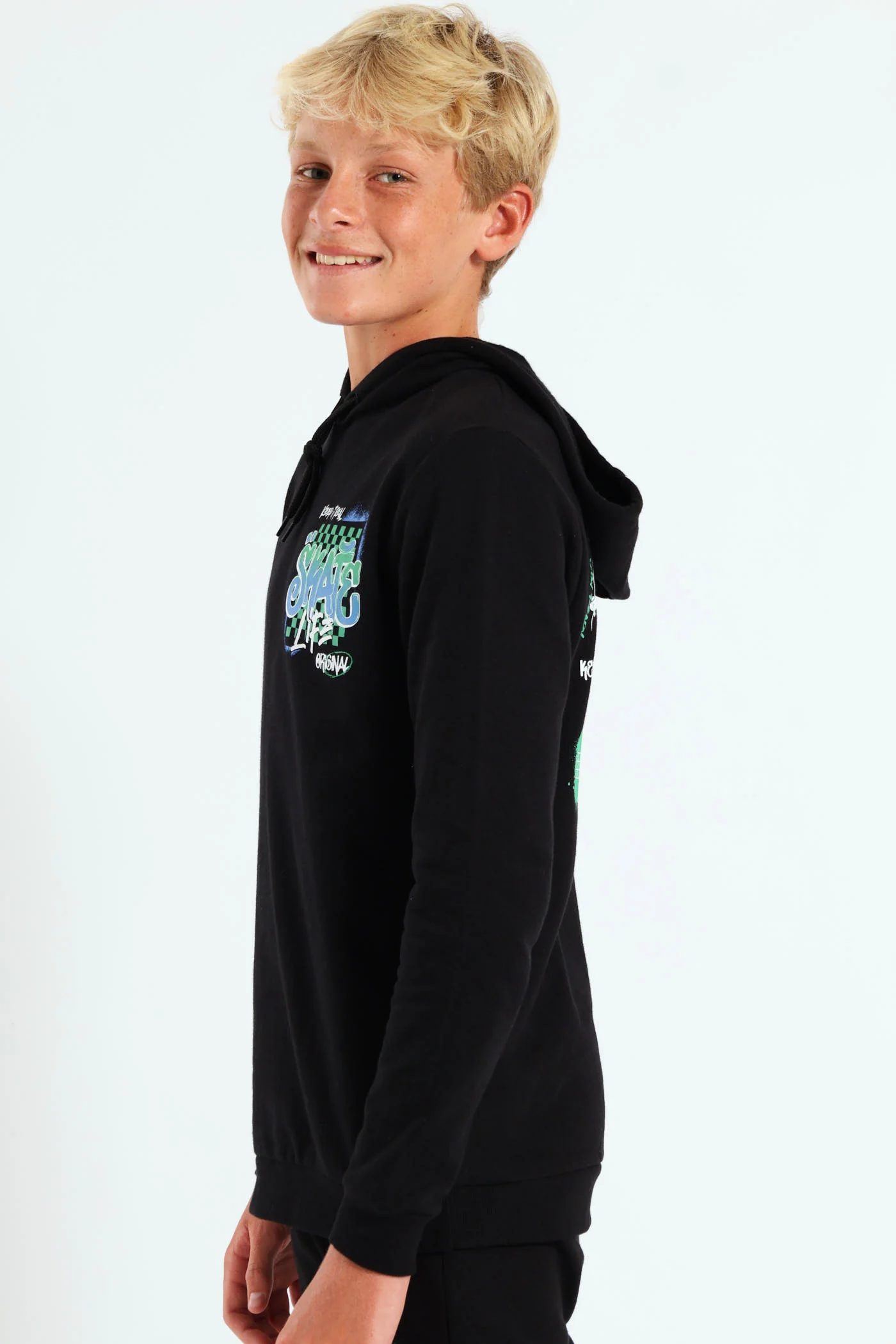 Boys Graffiti Skate Hoody - Black - Image 4