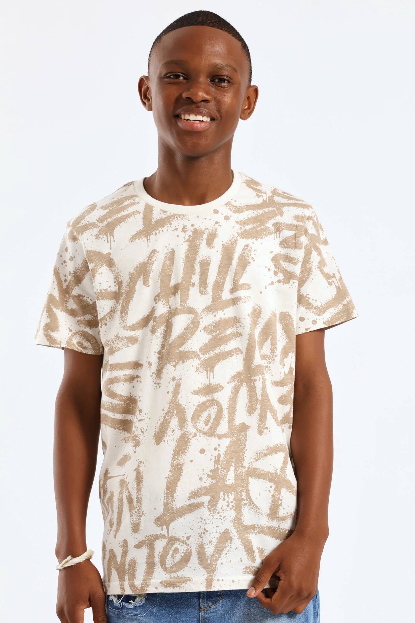 Boys Grafitti T-Shirt - Cream - Image 2