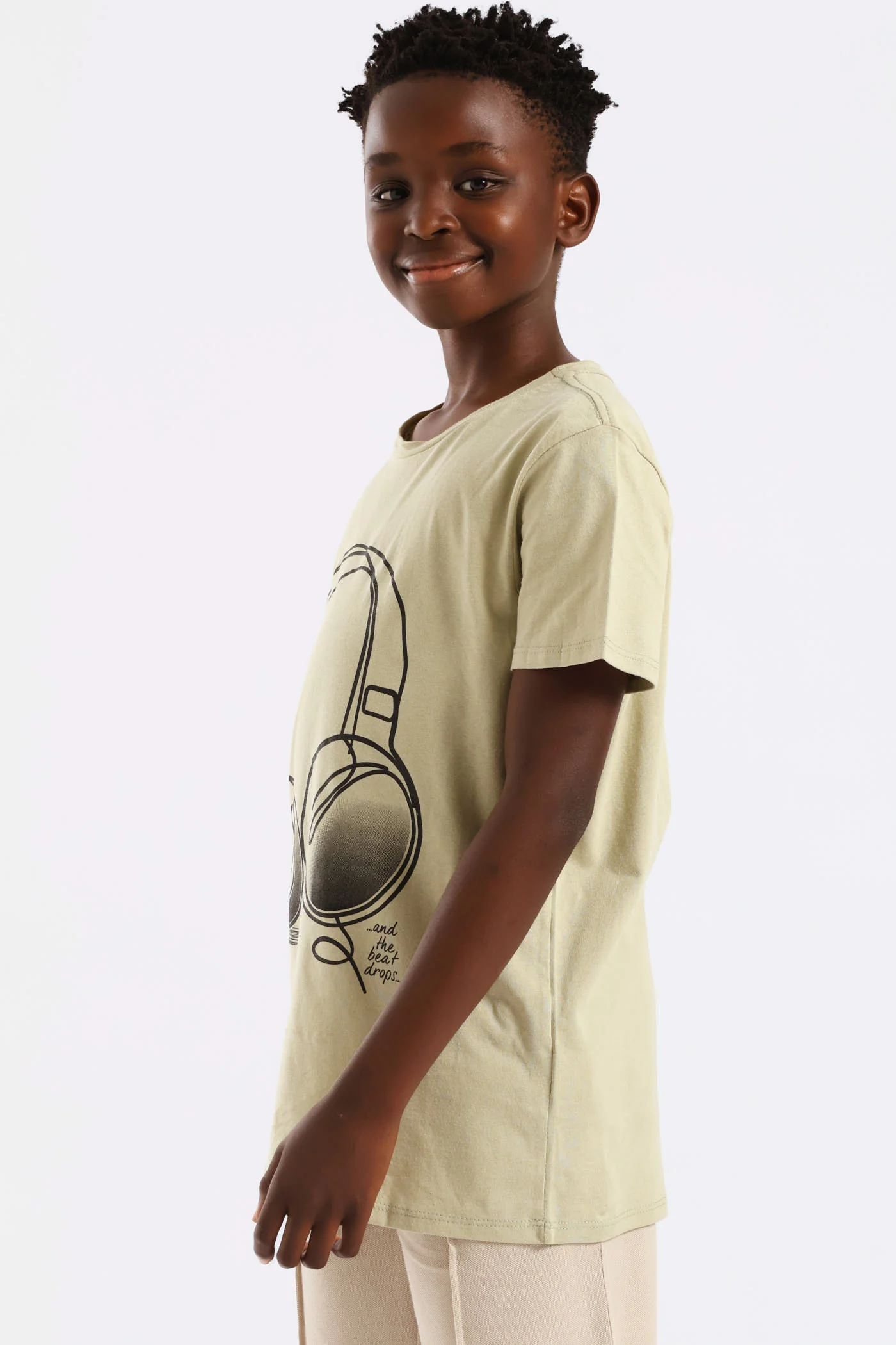 Boys Headphones Print Tee - Green - Image 3