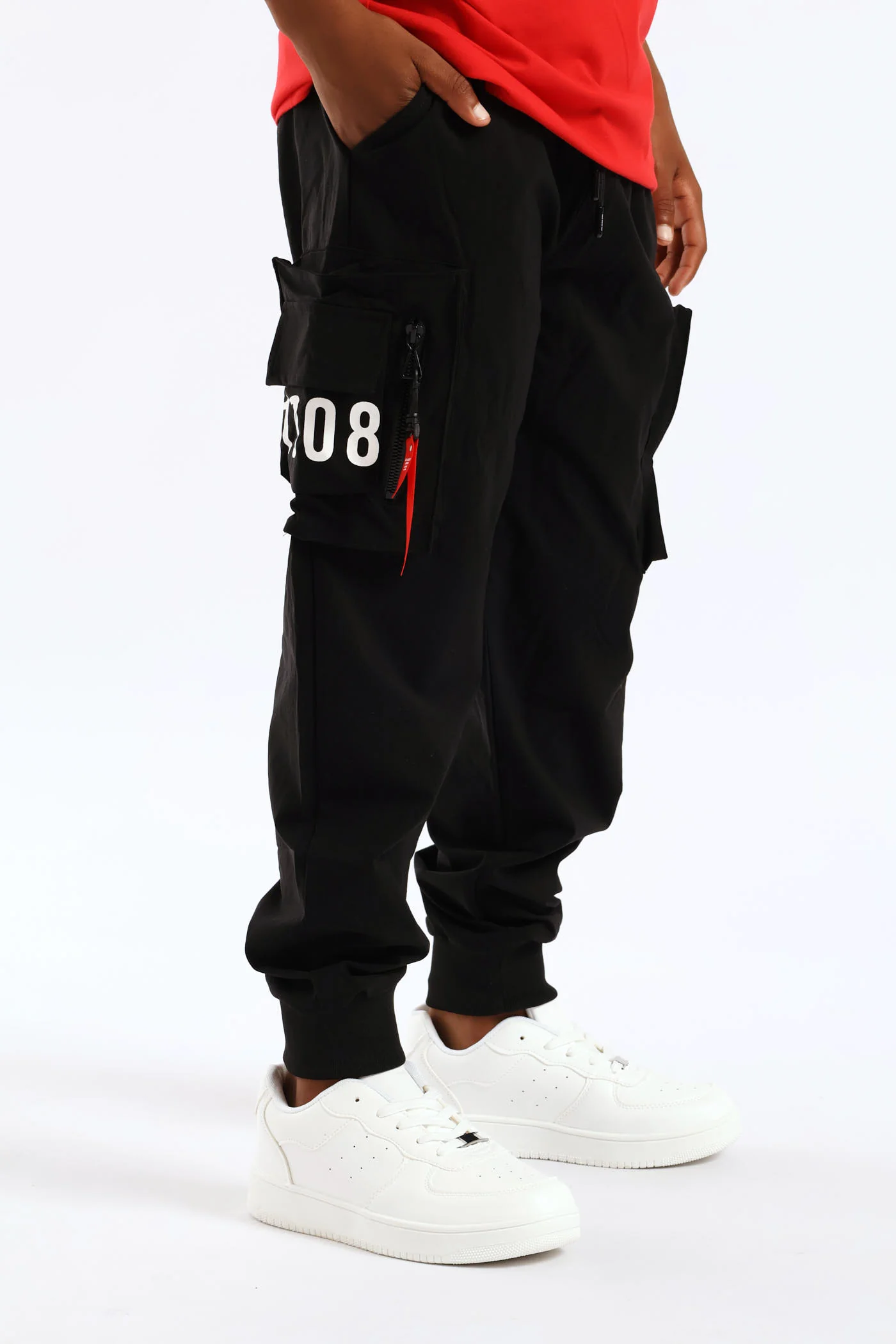 Boys Helios Nylon Cargo Pants - Black - Image 3