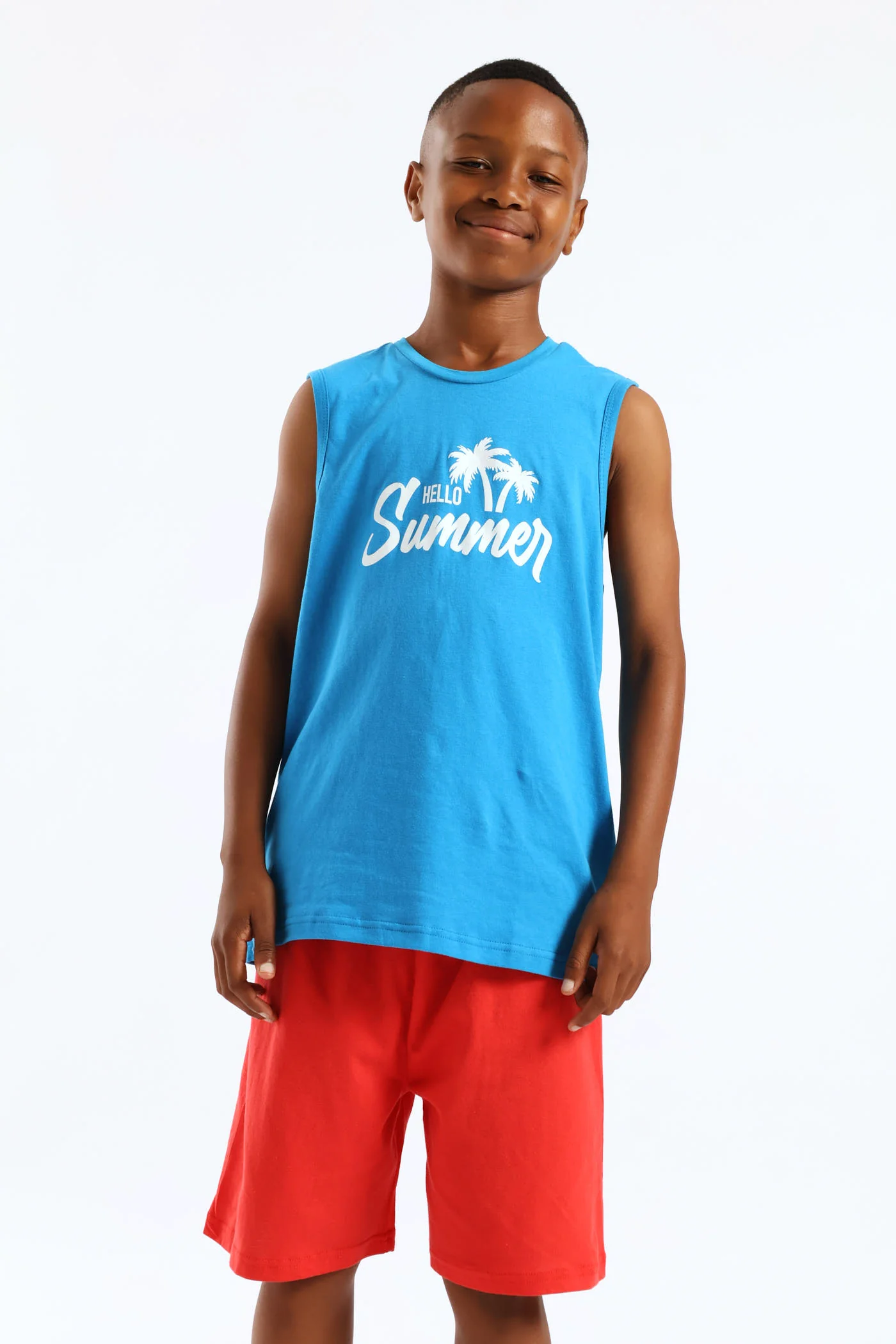 Boys Hello Summer Sleeveless Sleep Set - Blue - Image 3