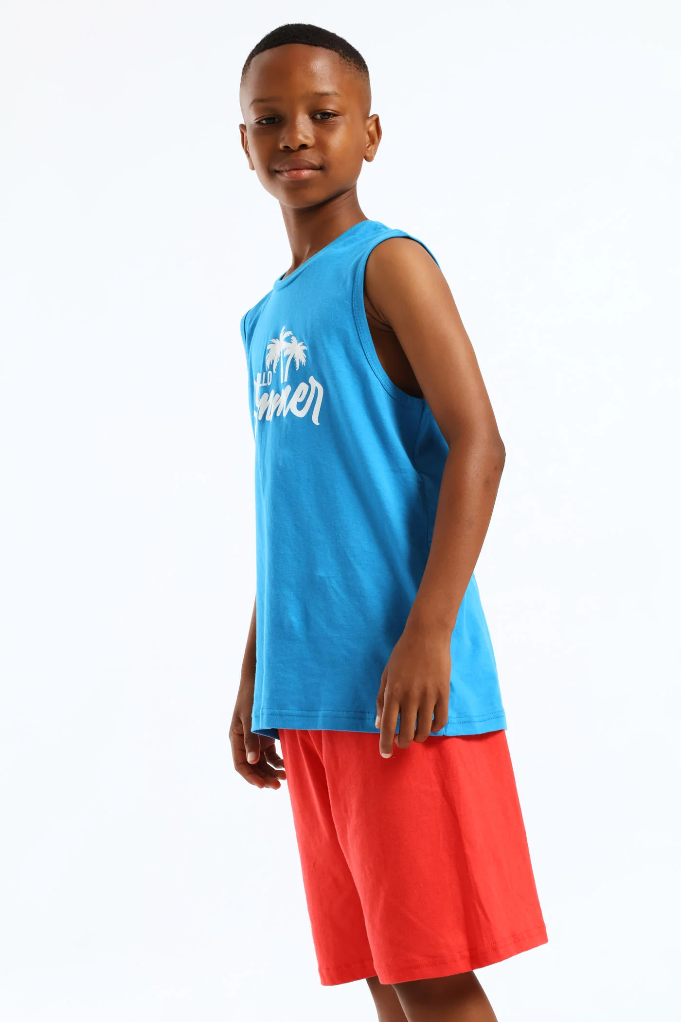 Boys Hello Summer Sleeveless Sleep Set - Blue - Image 4