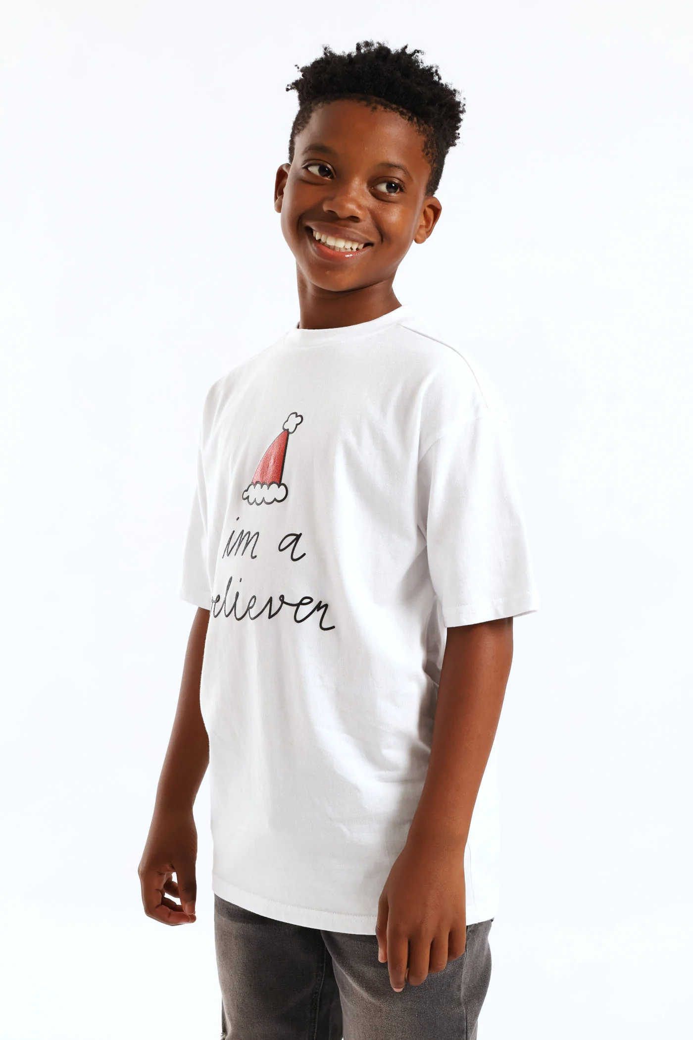 Boys High Density Believer Christmas Tee - White - Image 4