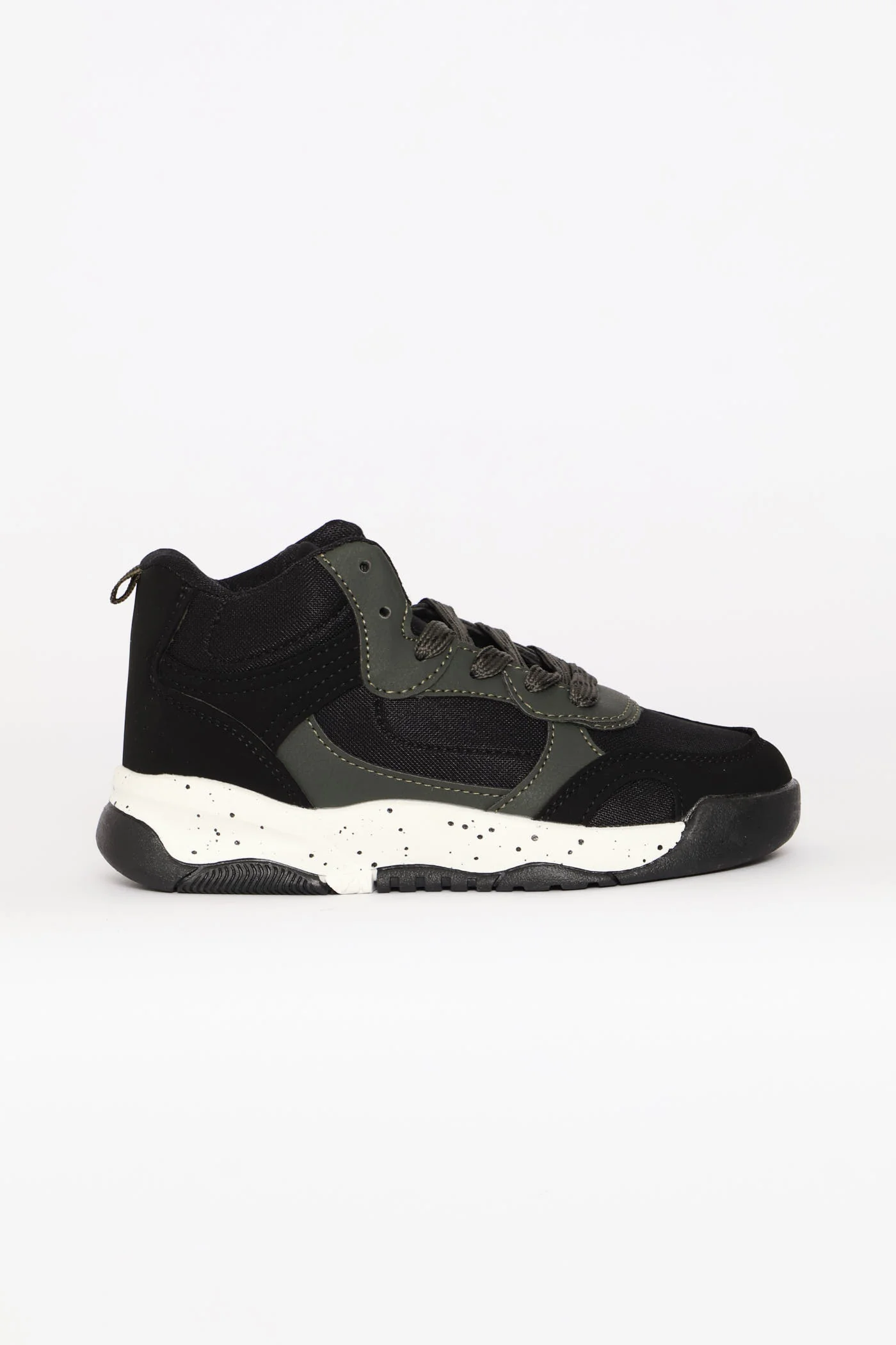 Boys Hitop Sneaker - Black/Olive - Image 6