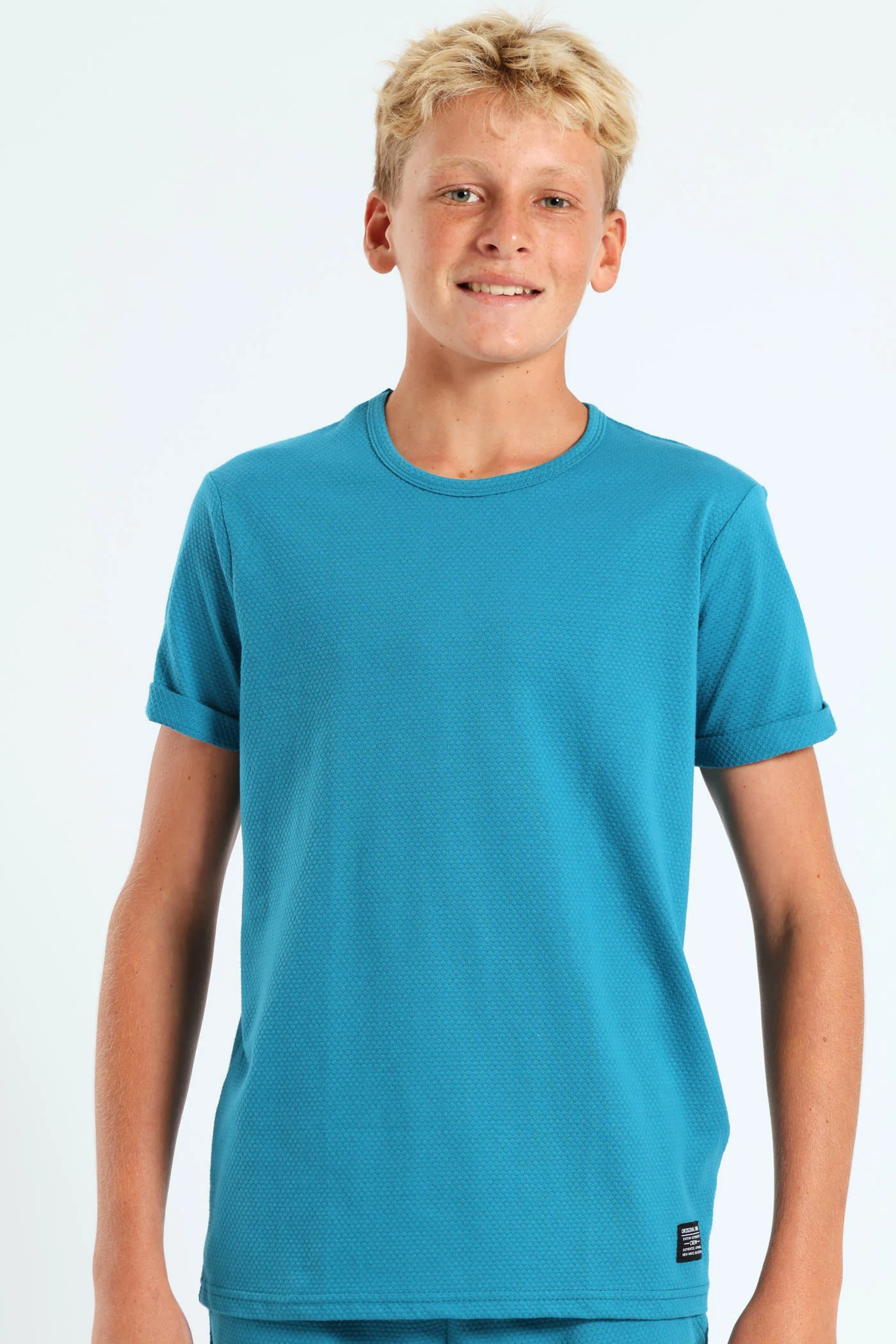 Boys Jacquard Tee - Teal - Image 3