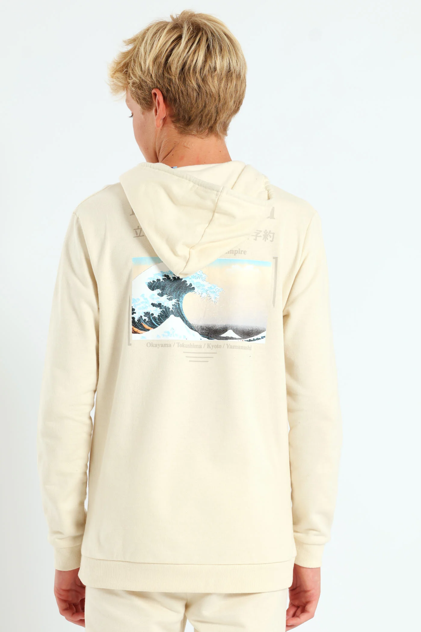 Boys Japanese Wave Hoody - Stone - Image 2