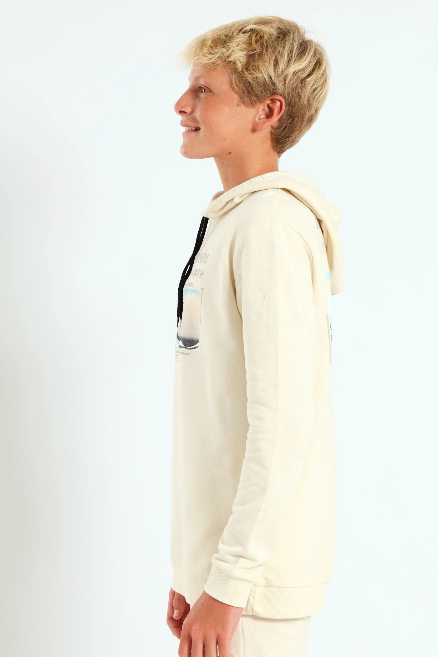 Boys Japanese Wave Hoody - Stone - Image 3