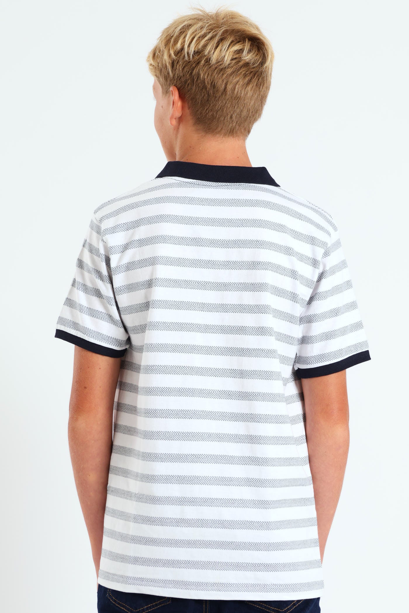 Boys Johnny Golfer - White/Navy - Image 2