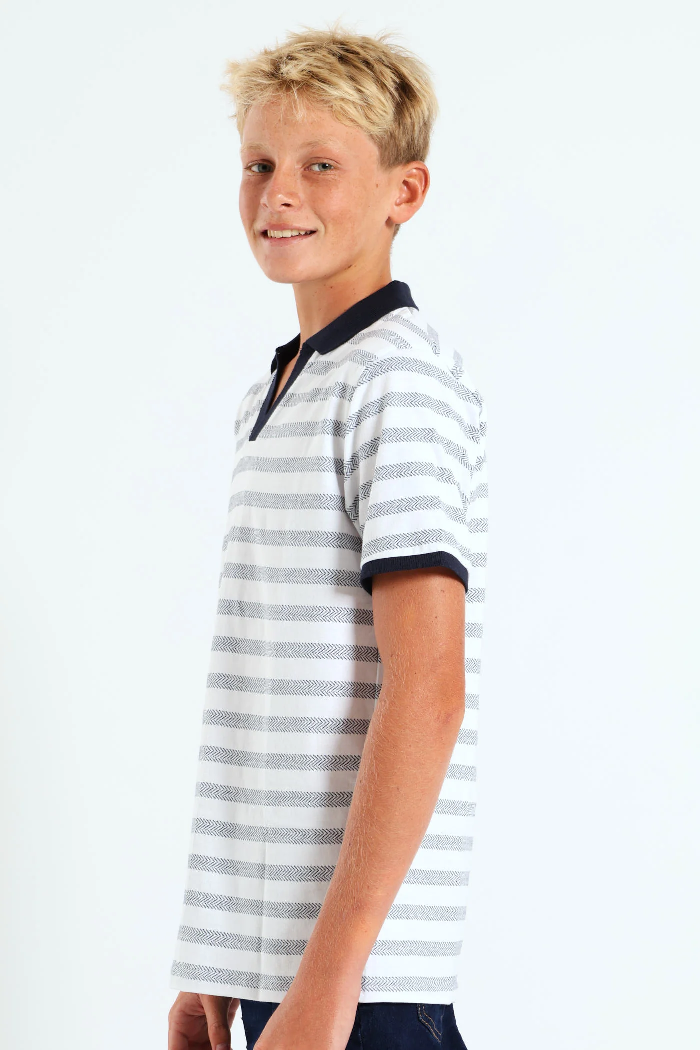 Boys Johnny Golfer - White/Navy - Image 3