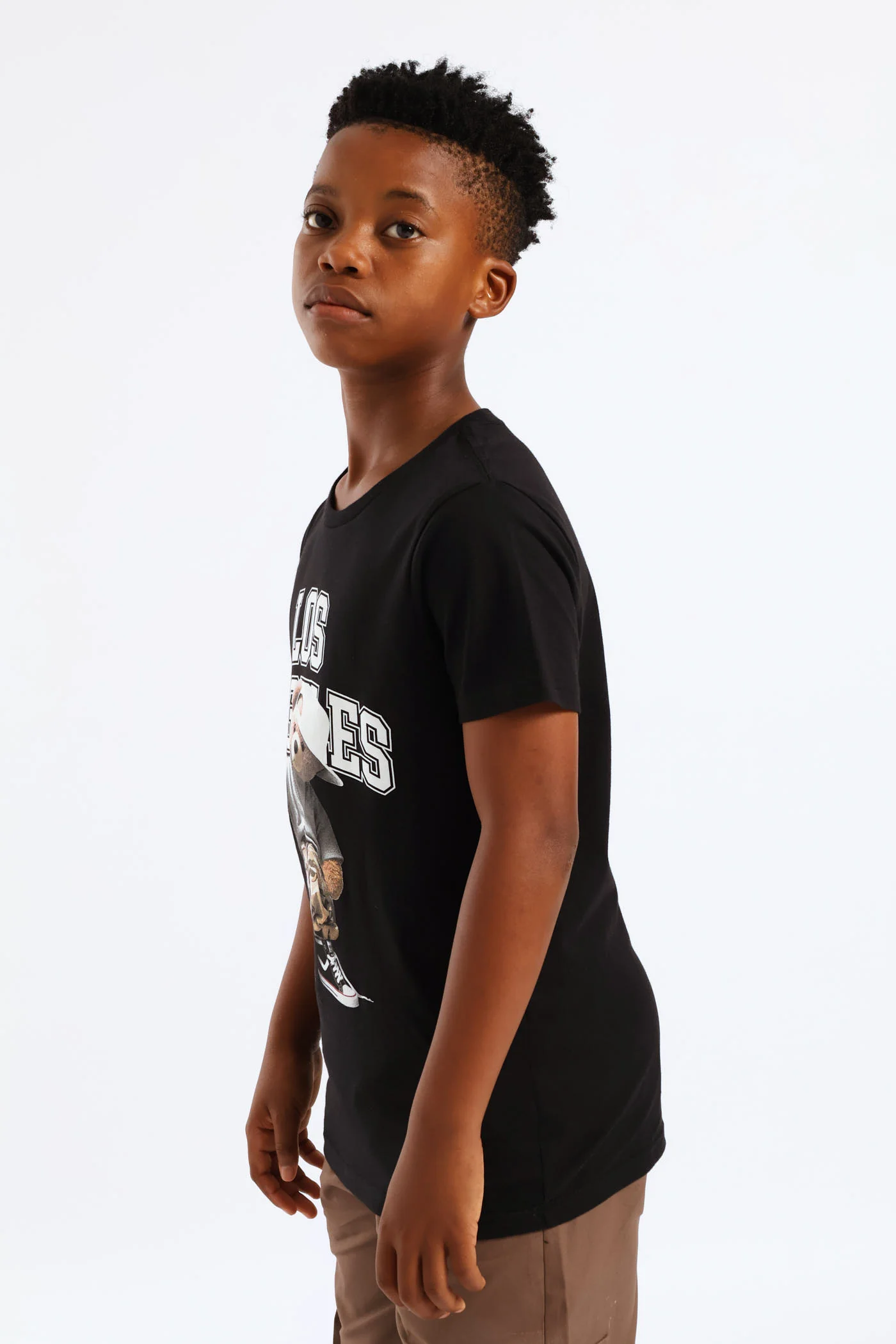 Boys LA Teddy Print Tee - Black - Image 4