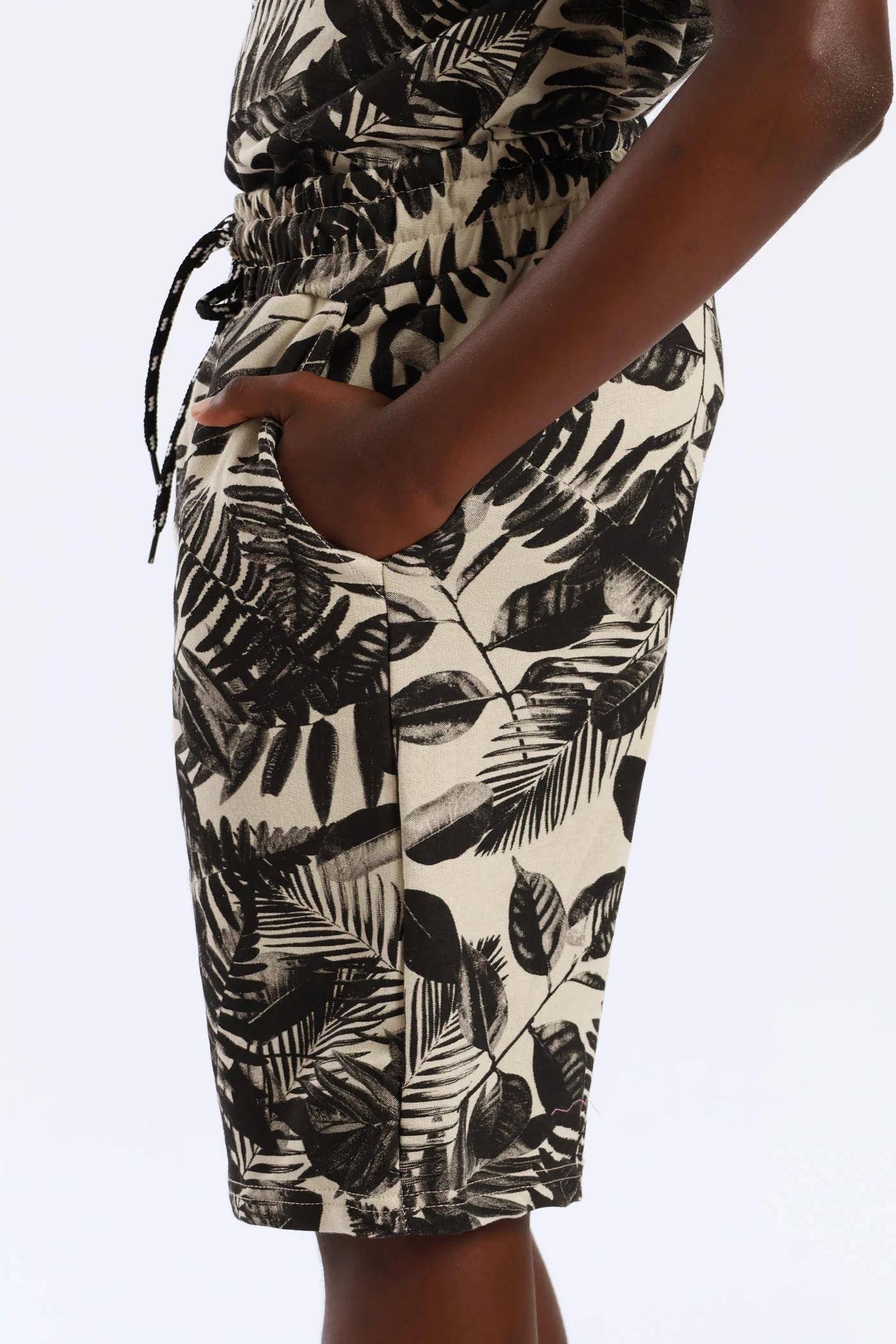 Boys Leaf Fleece Short - Olive - Image 3