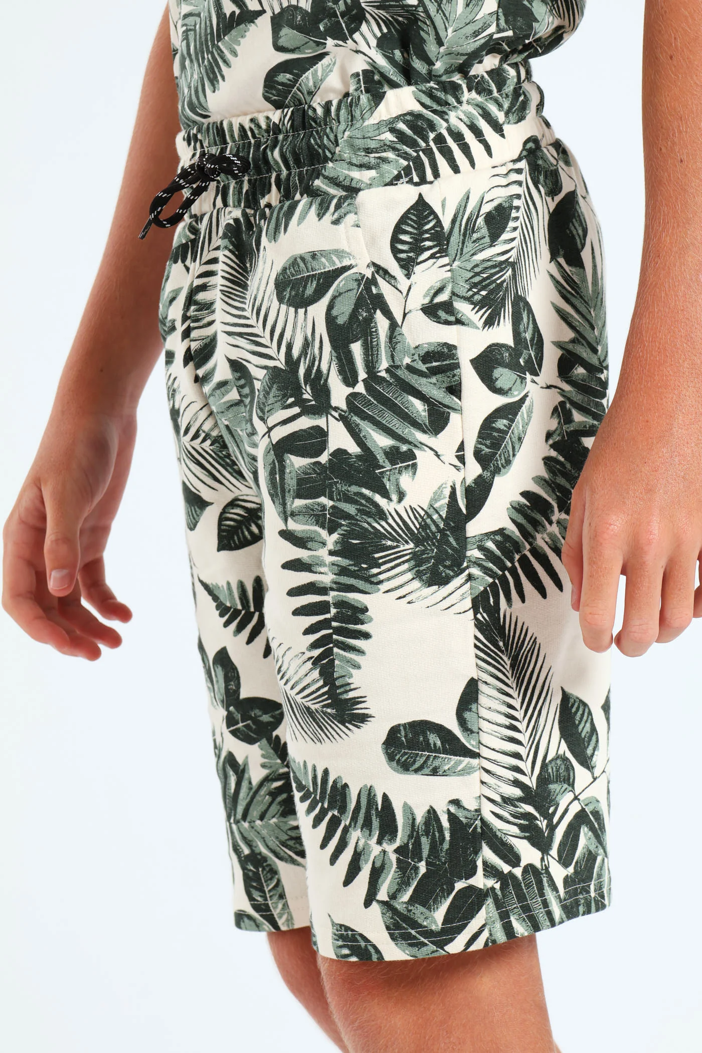 Boys Leaf Print Short - Cream - Image 2