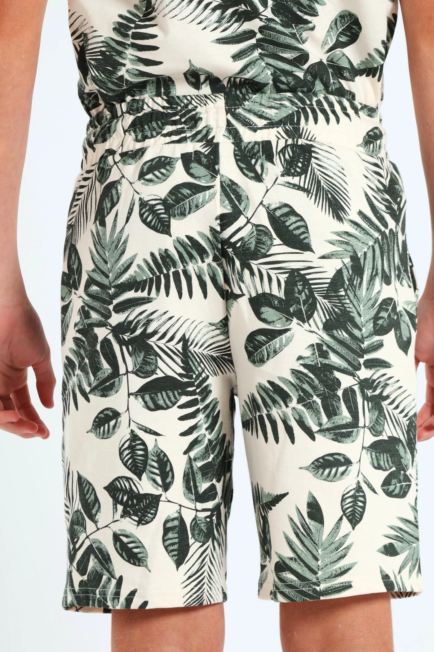 Boys Leaf Print Short - Cream - Image 3