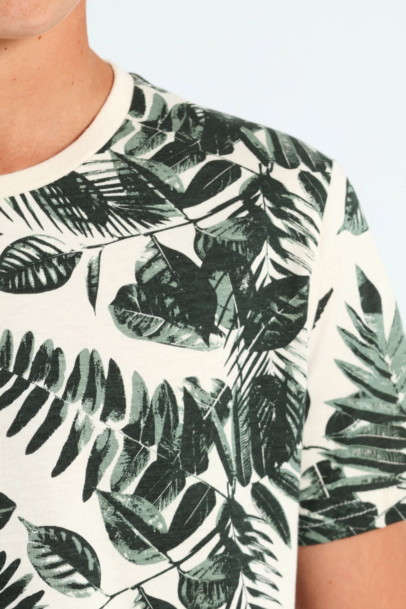 Boys Leaf Print Tee - Cream - Image 2