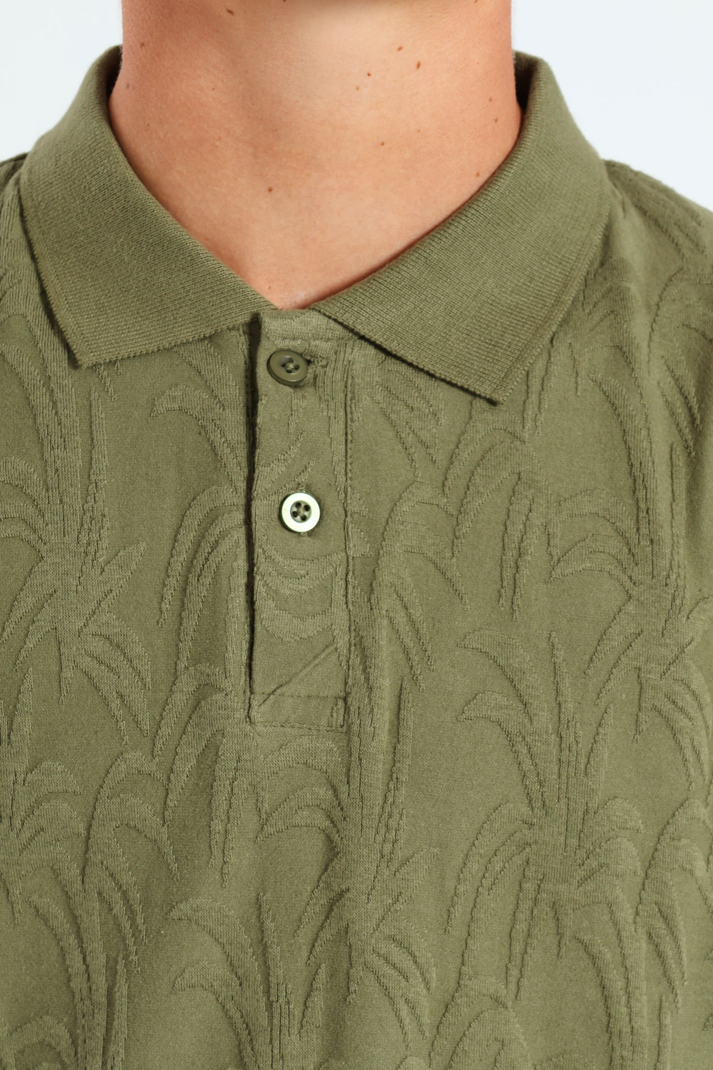 Boys Leafy Textured Golfer - Olive - Image 4