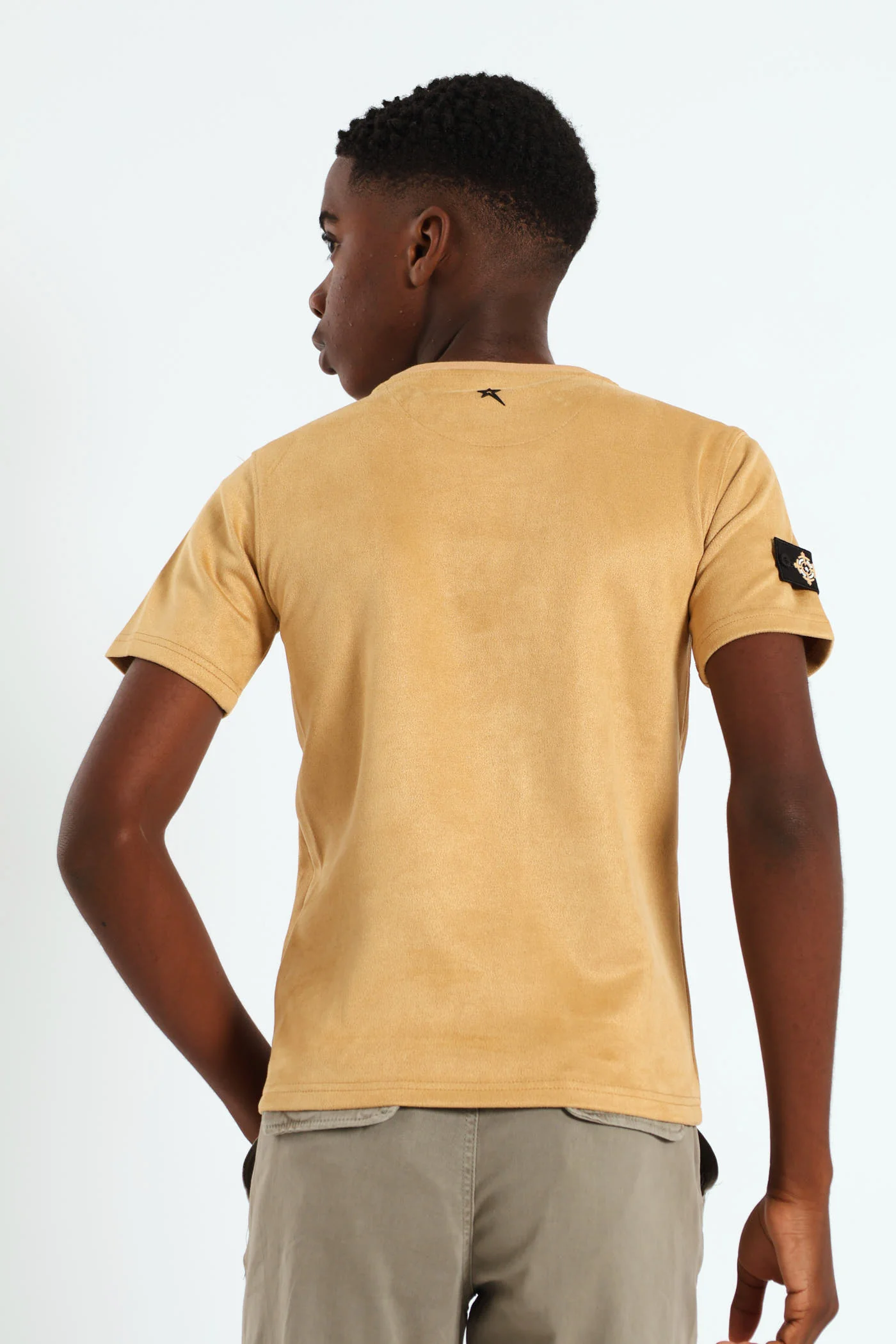Boys Legit Suede Crew Neck Tee - Khaki - Image 3