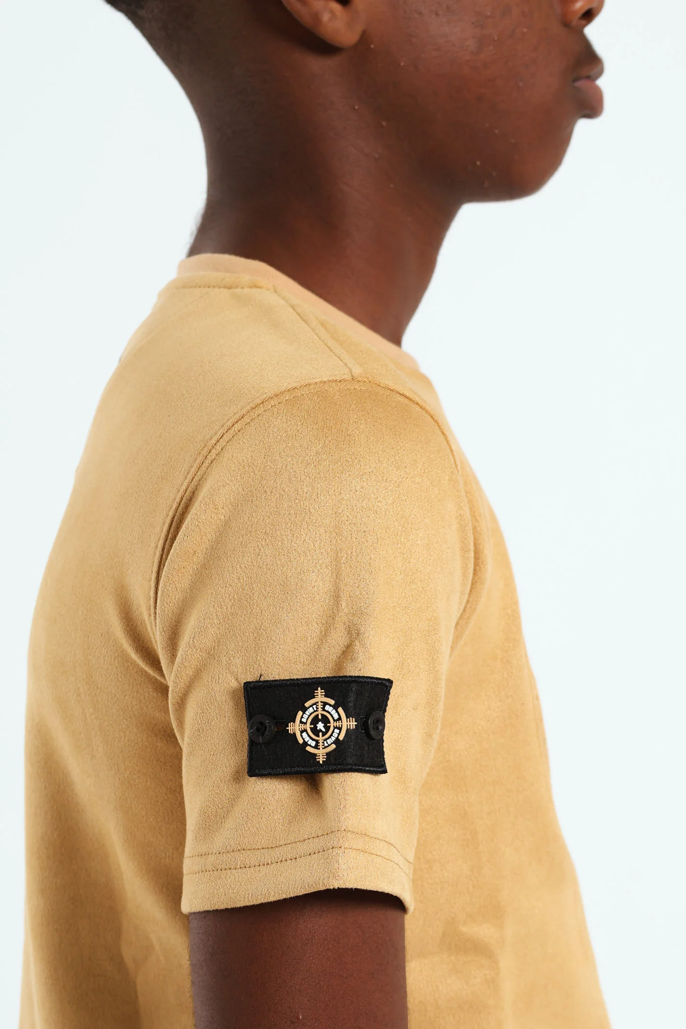 Boys Legit Suede Crew Neck Tee - Khaki - Image 4